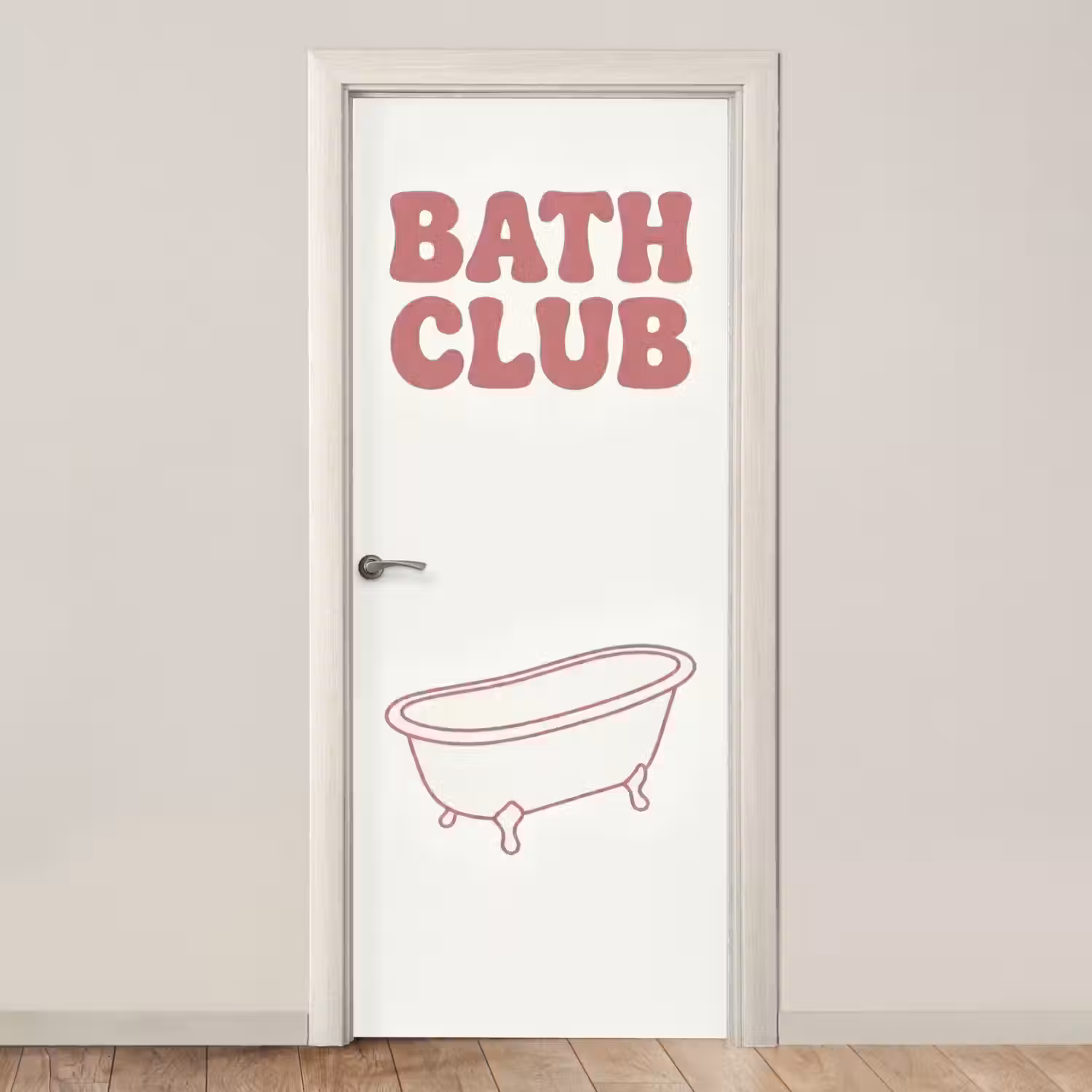 Retro - Bad - Roze deurposter klein -3d_beige