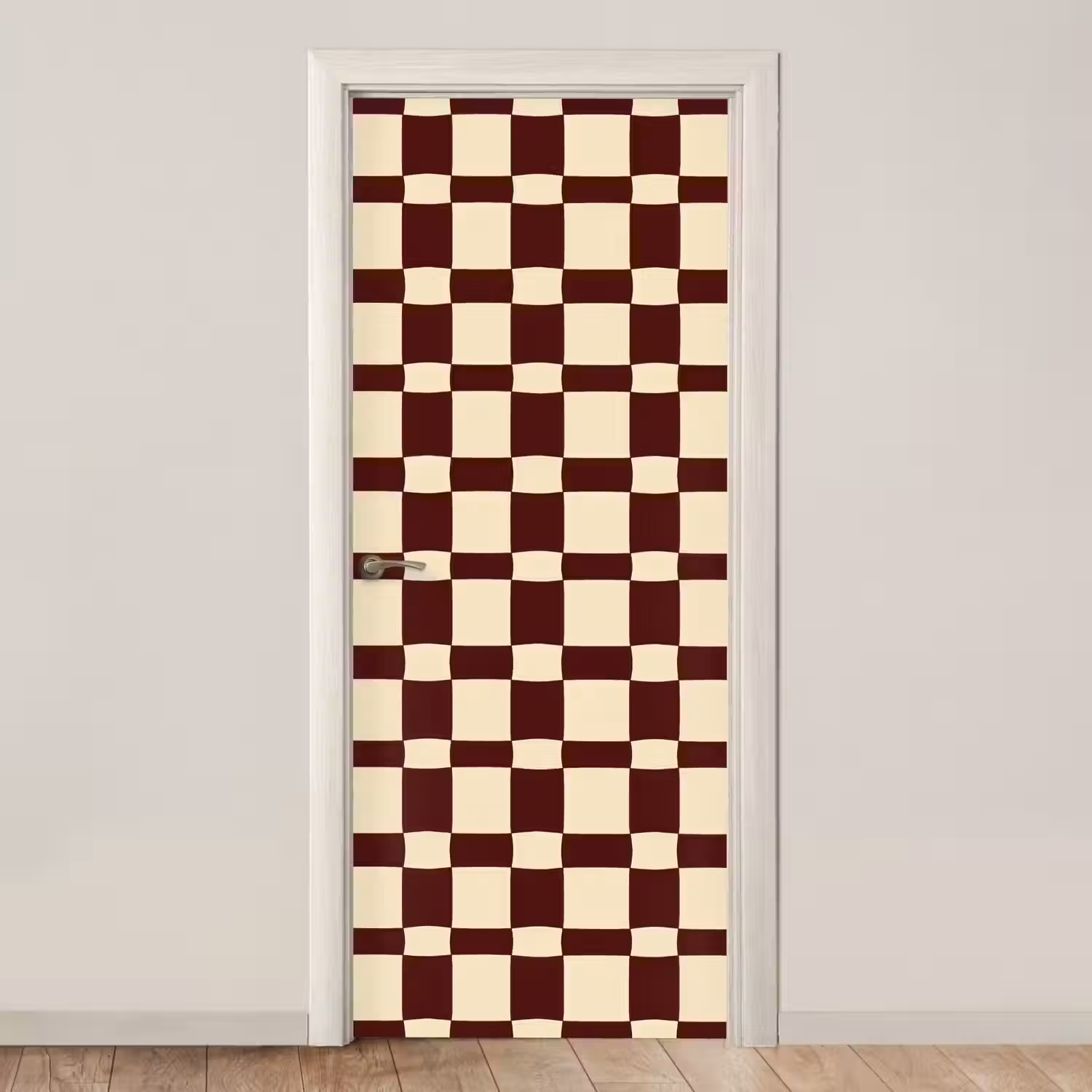 Retro - Patroon - Bruin deurposter klein 289 -3d_beige