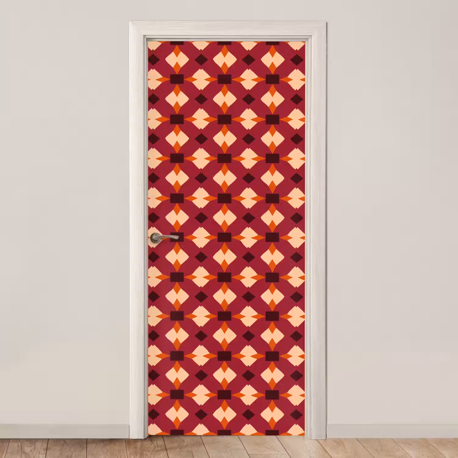 Retro - Patroon - Kleurrijk deurposter klein 289 -3d_beige