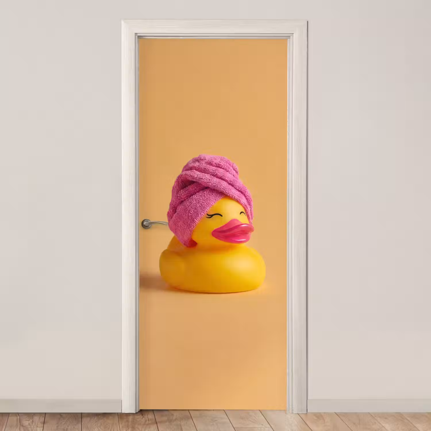 Badeend - Handdoek - Kleurrijk deurposter klein -3d_beige