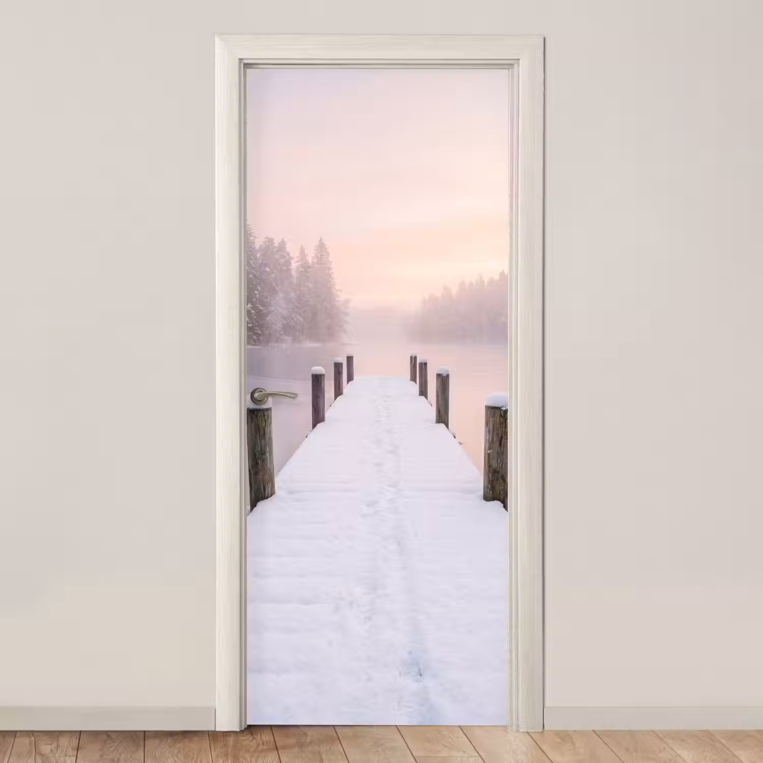 Steiger - Meer - Mist - Winter - Serene deurposter klein -3d_beige