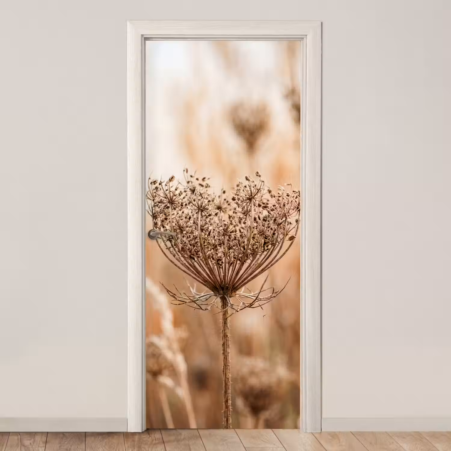 Schermbloem - Droogbloem - Winter - Beige - Minimalistisch deurposter klein -3d_beige