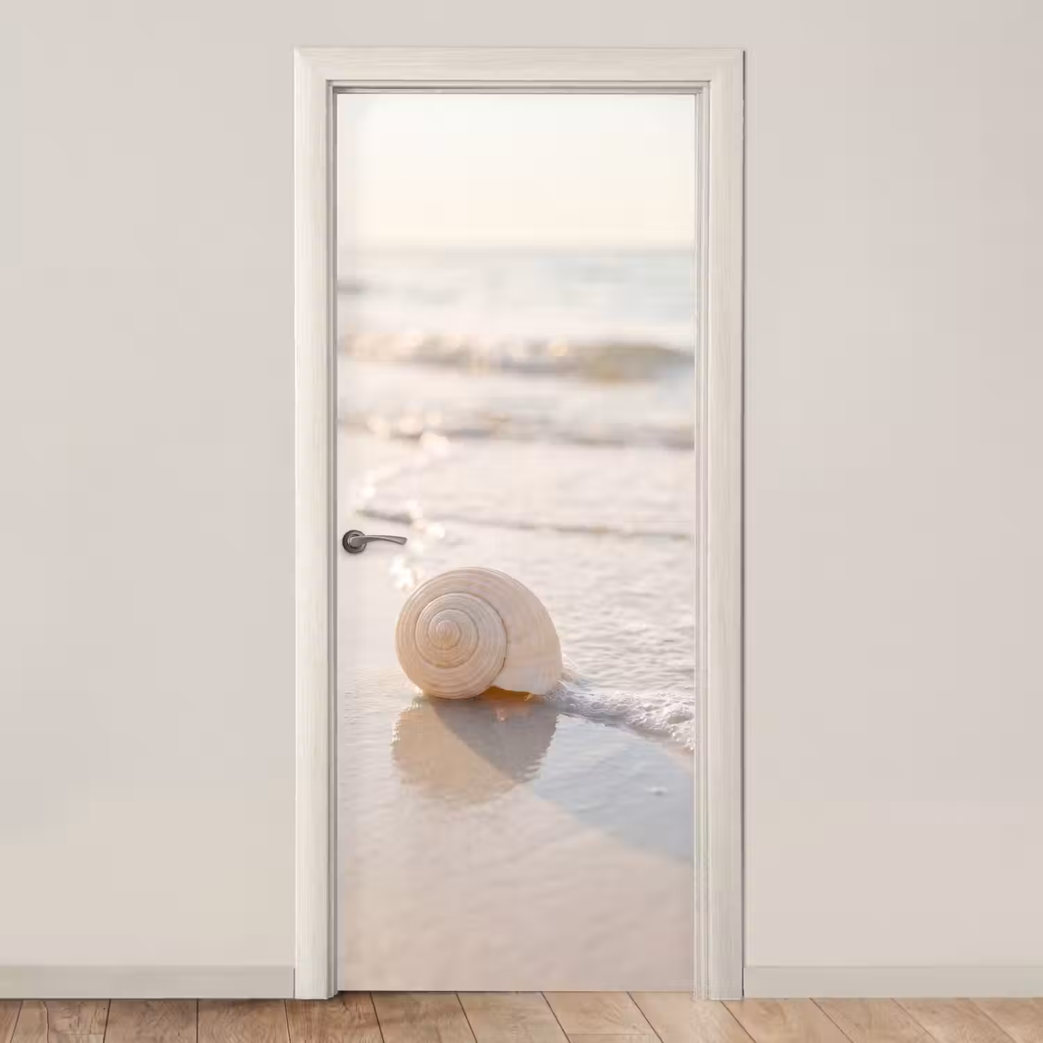 Zeeschelp - Strand - Zee - Natuur - Beige deurposter klein -3d_beige