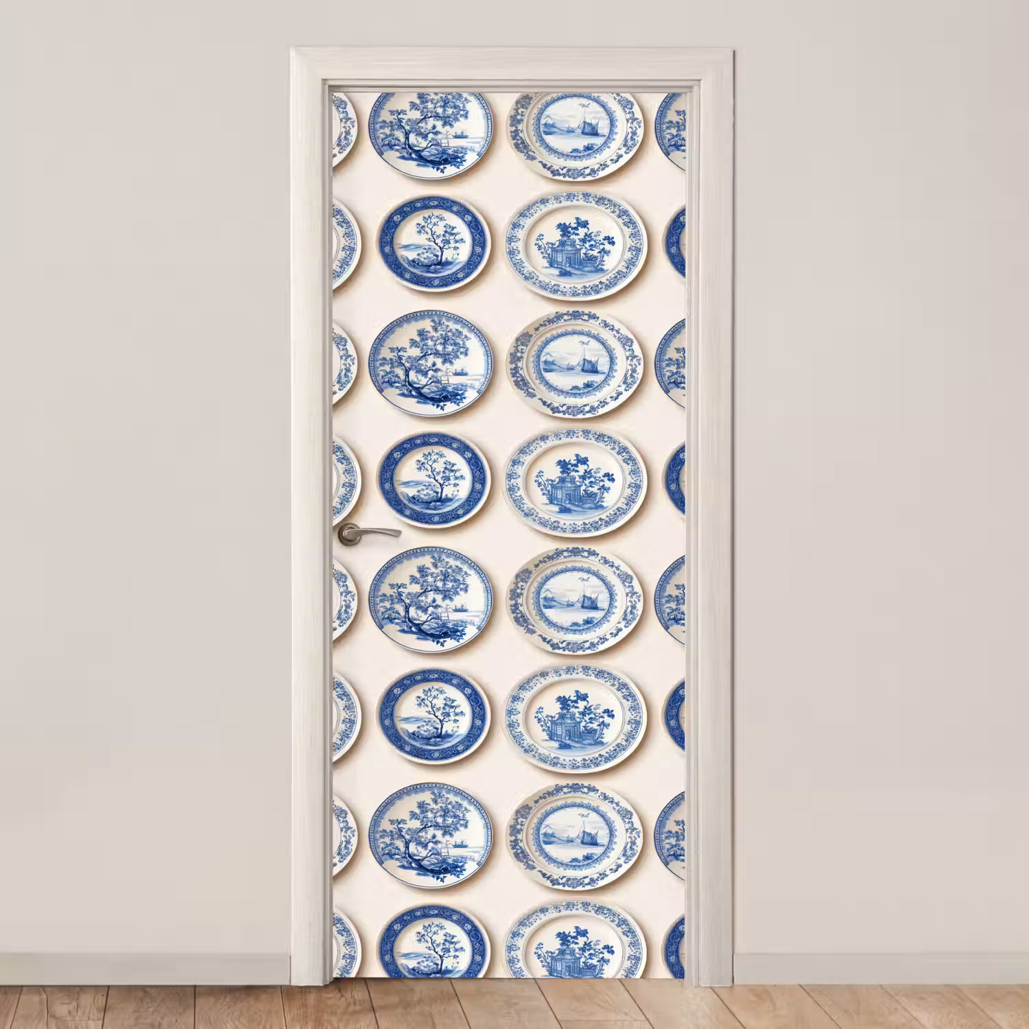 Borden - Bomen - Planten - Blauw deurposter klein 289 -3d_beige