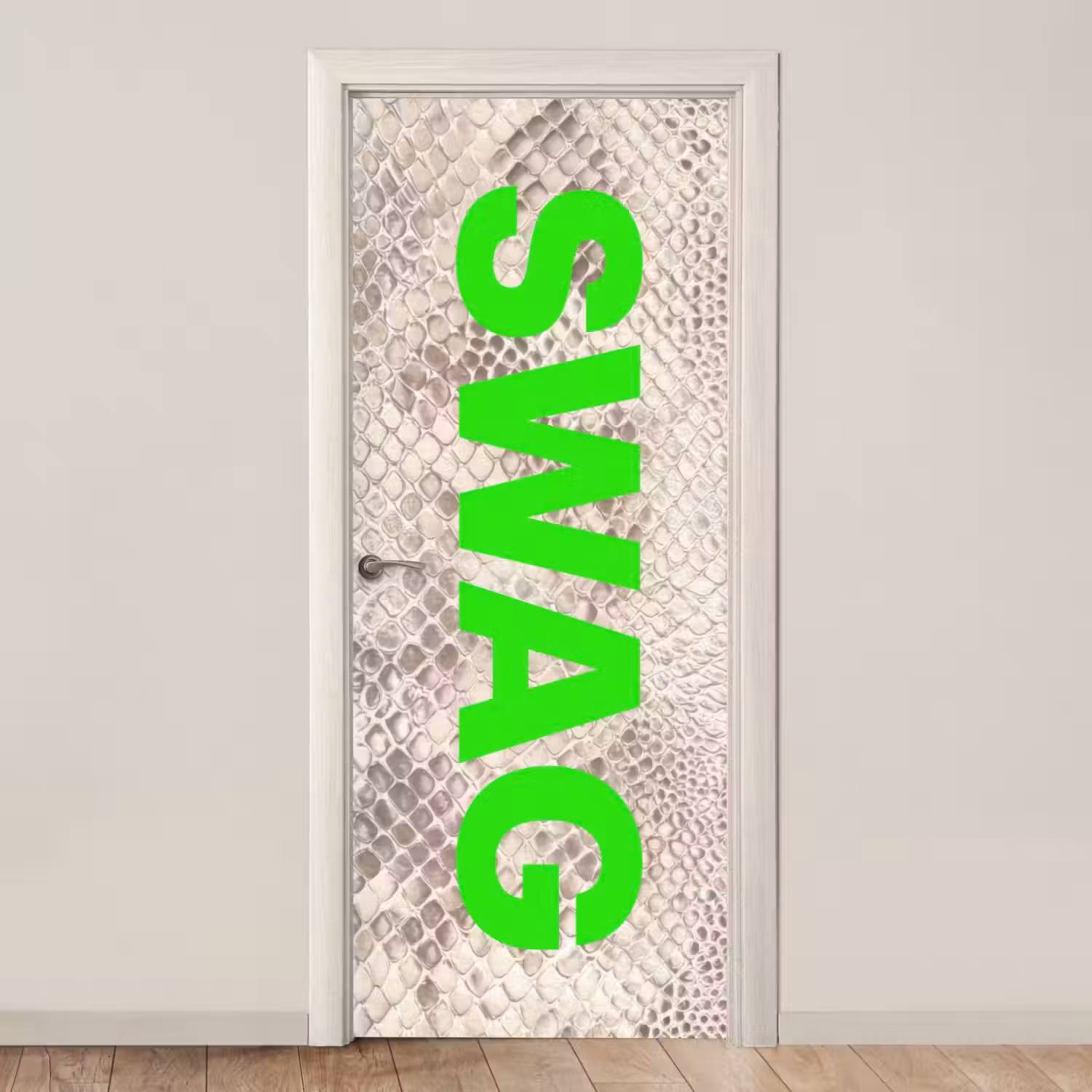 Slangenprint - SWAG - Neon - Groen deurposter klein -3d_beige