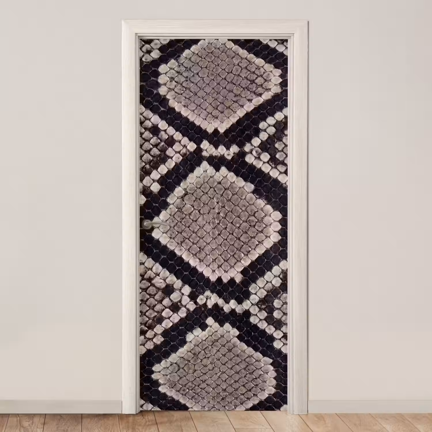 Slangenleer - Patroon - Beige deurposter klein -3d_beige
