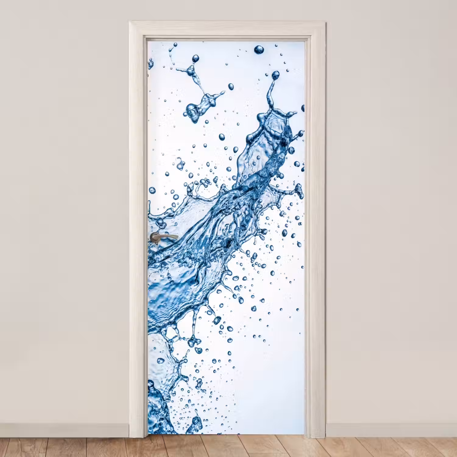 Spash - Water - Blauw deurposter klein -3d_beige