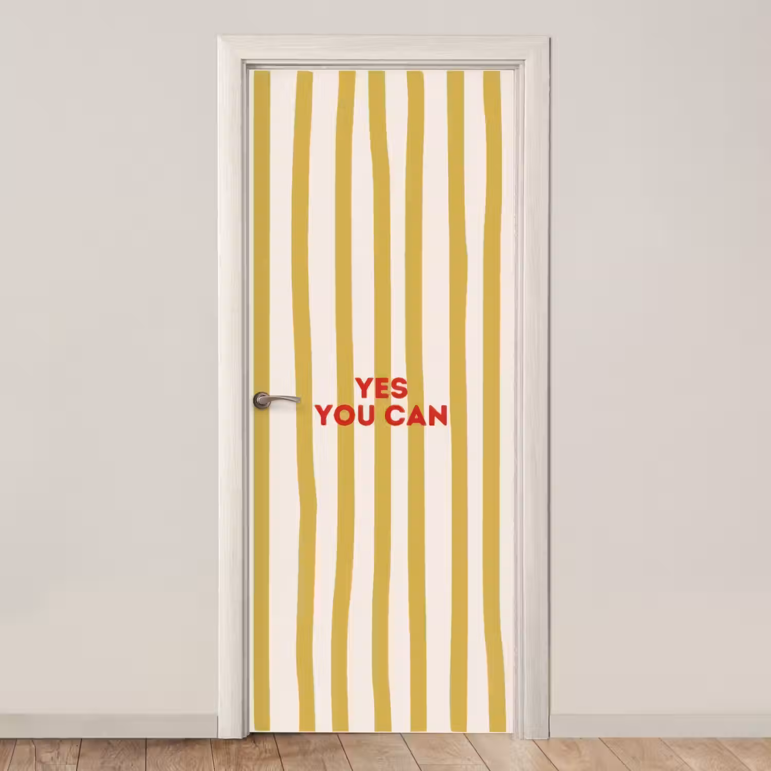 Strepen - Abstract - Yes you can - Rood deurposter klein -3d_beige