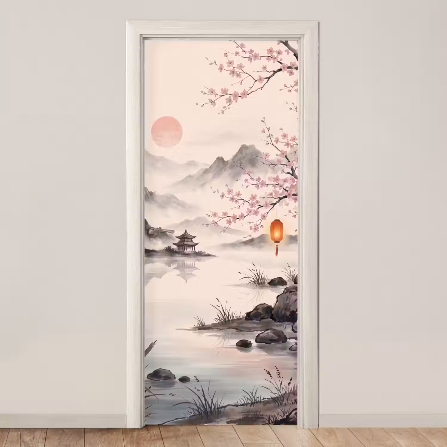 Zon - Japans - Traditioneel deurposter klein -3d_beige