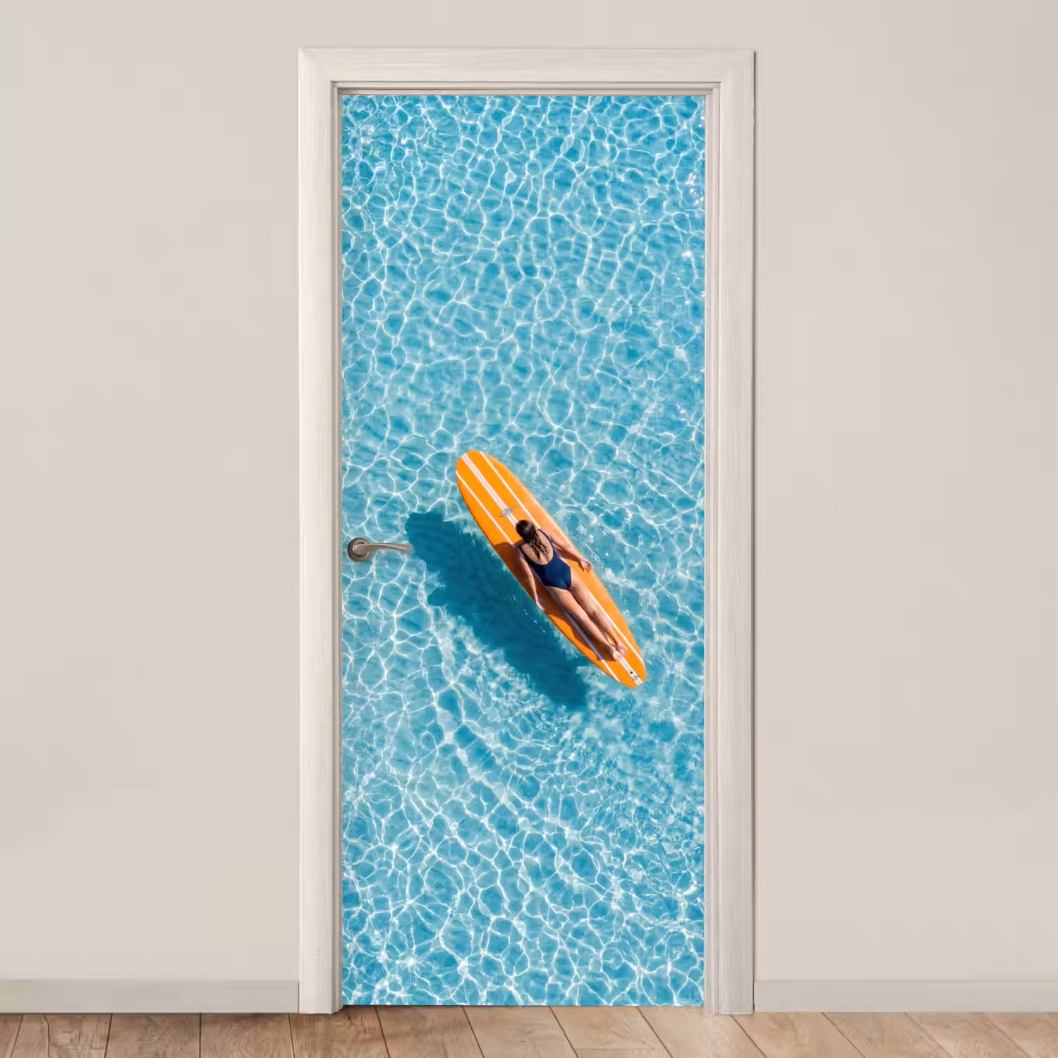 Surfboard - Water - Badpak - Oranje deurposter klein -3d_beige