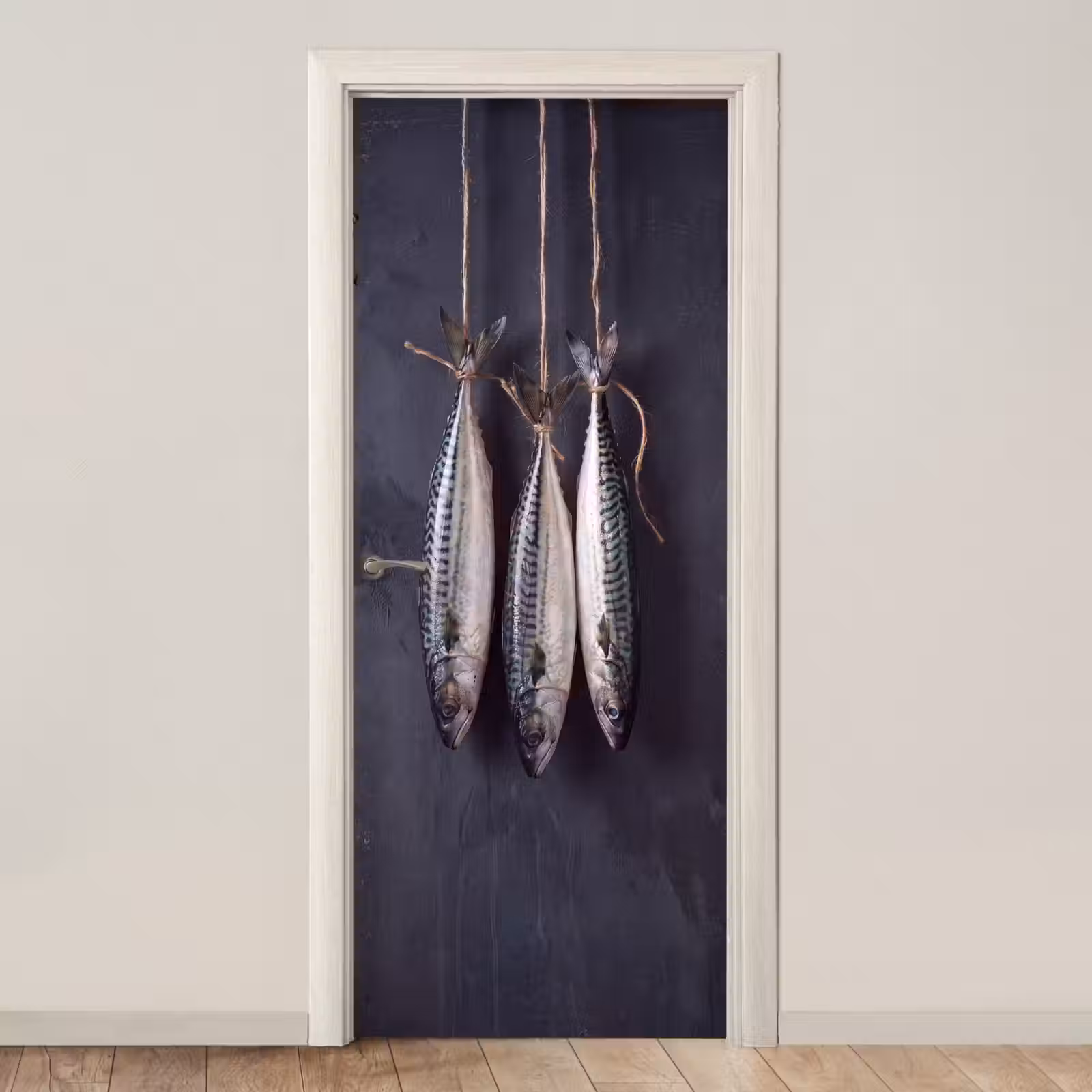 Door sticker - Three Fish - Rope - Drie vissen - Touw deurposter klein