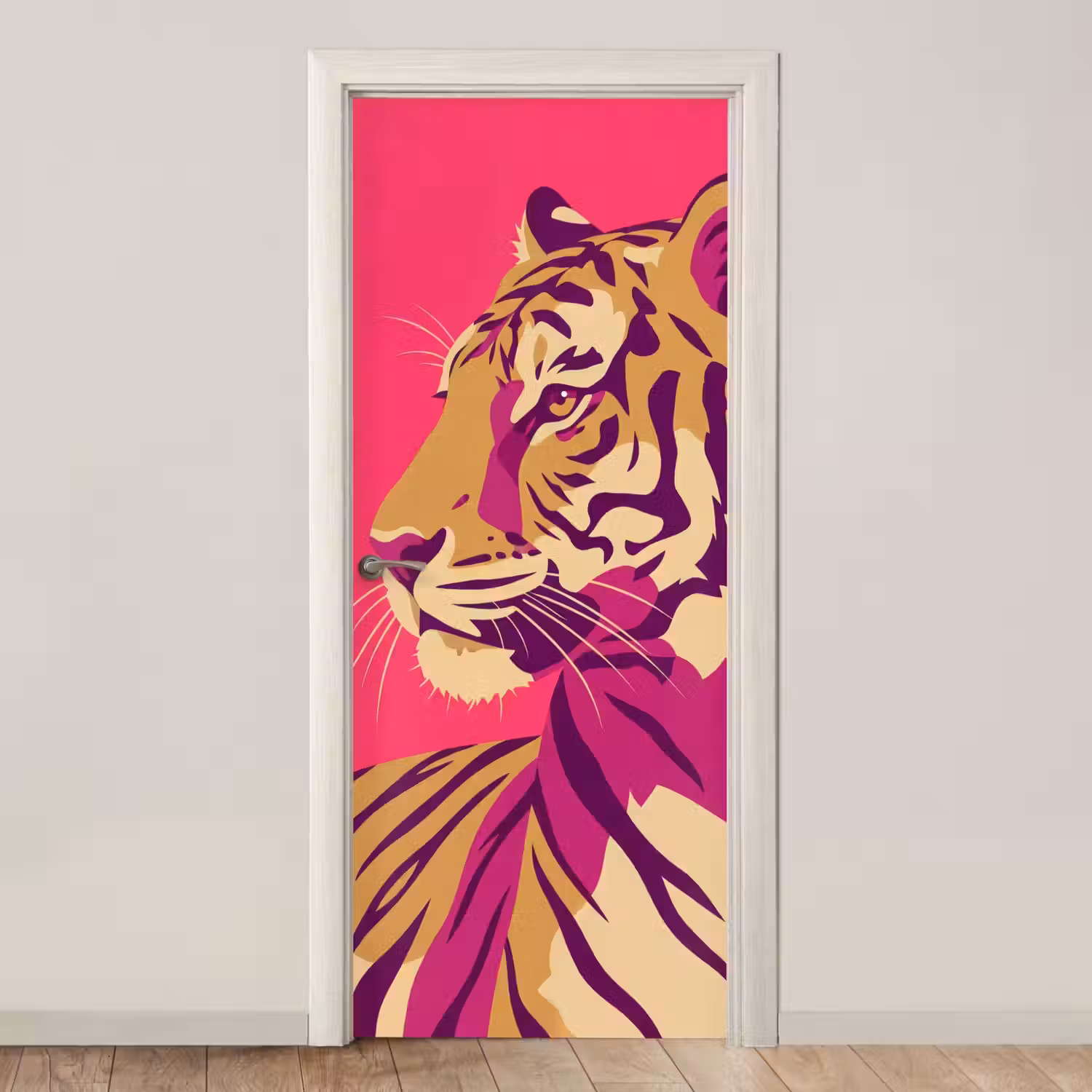 Tijger - Modern - Neon deurposter klein -3d_beige