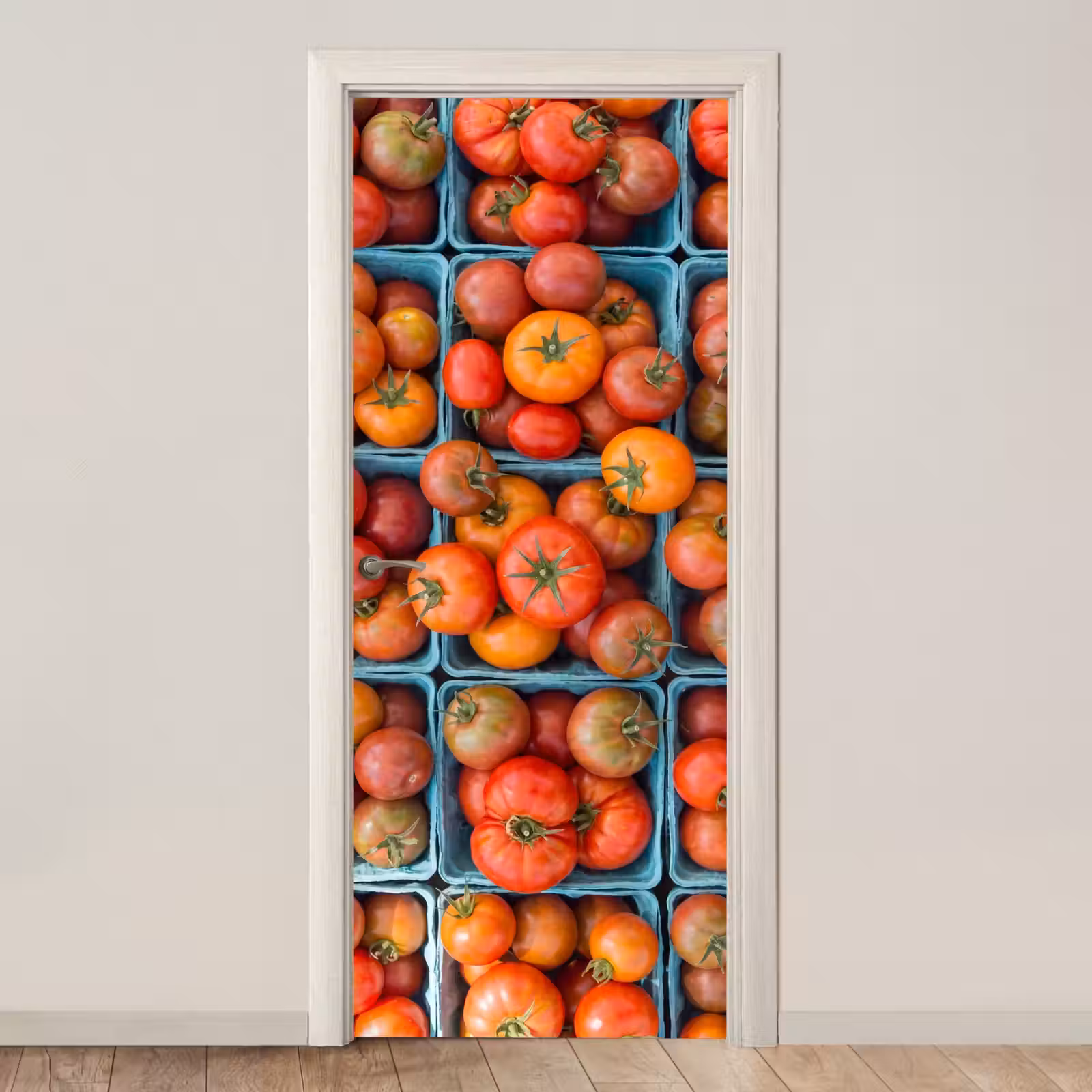 Door sticker - Tomatoes - Food - Colorful - Tomaten - Eten - Kleurrijk deurposter klein