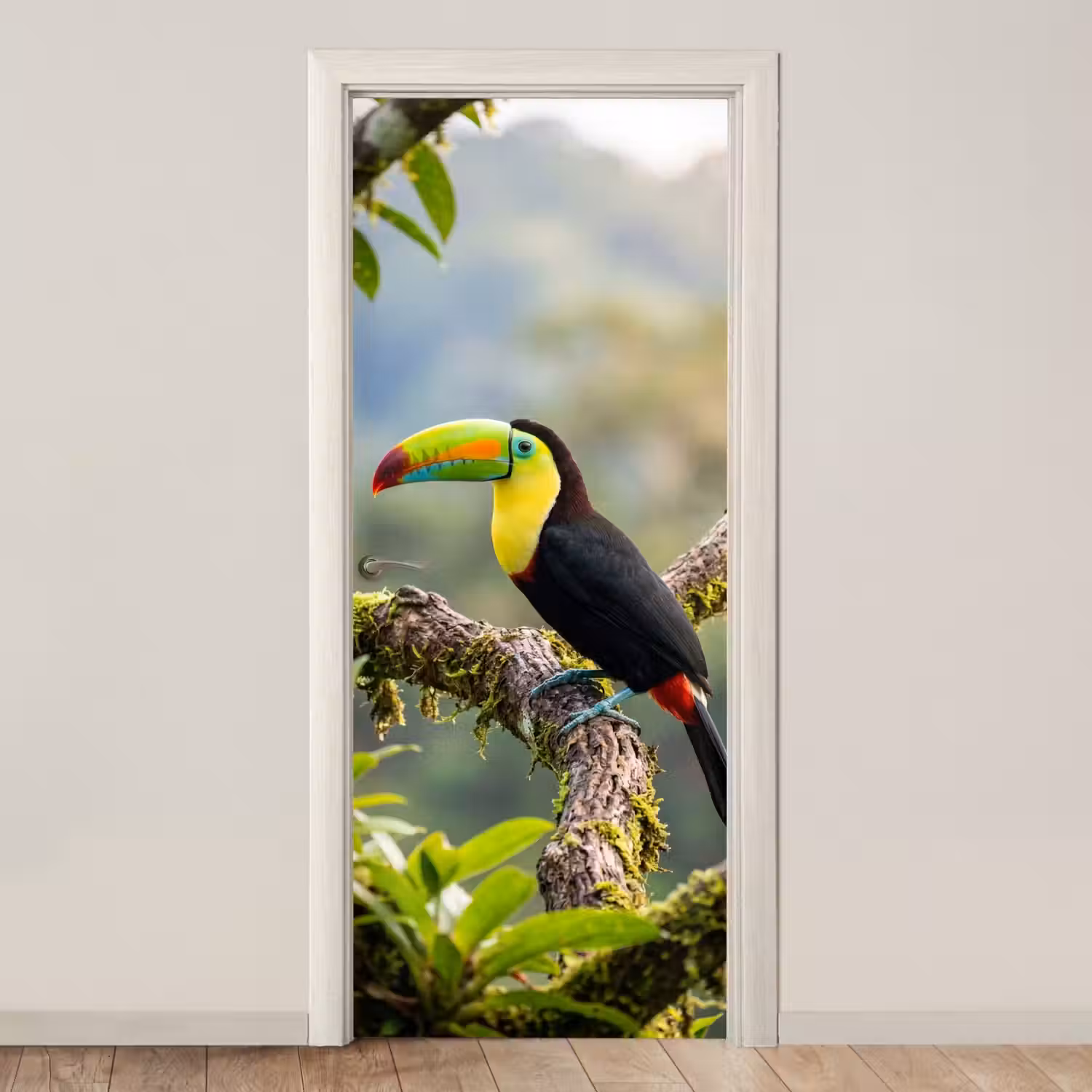 Toekan - Jungle - Natuur - Kleurrijk deurposter klein -3d_beige