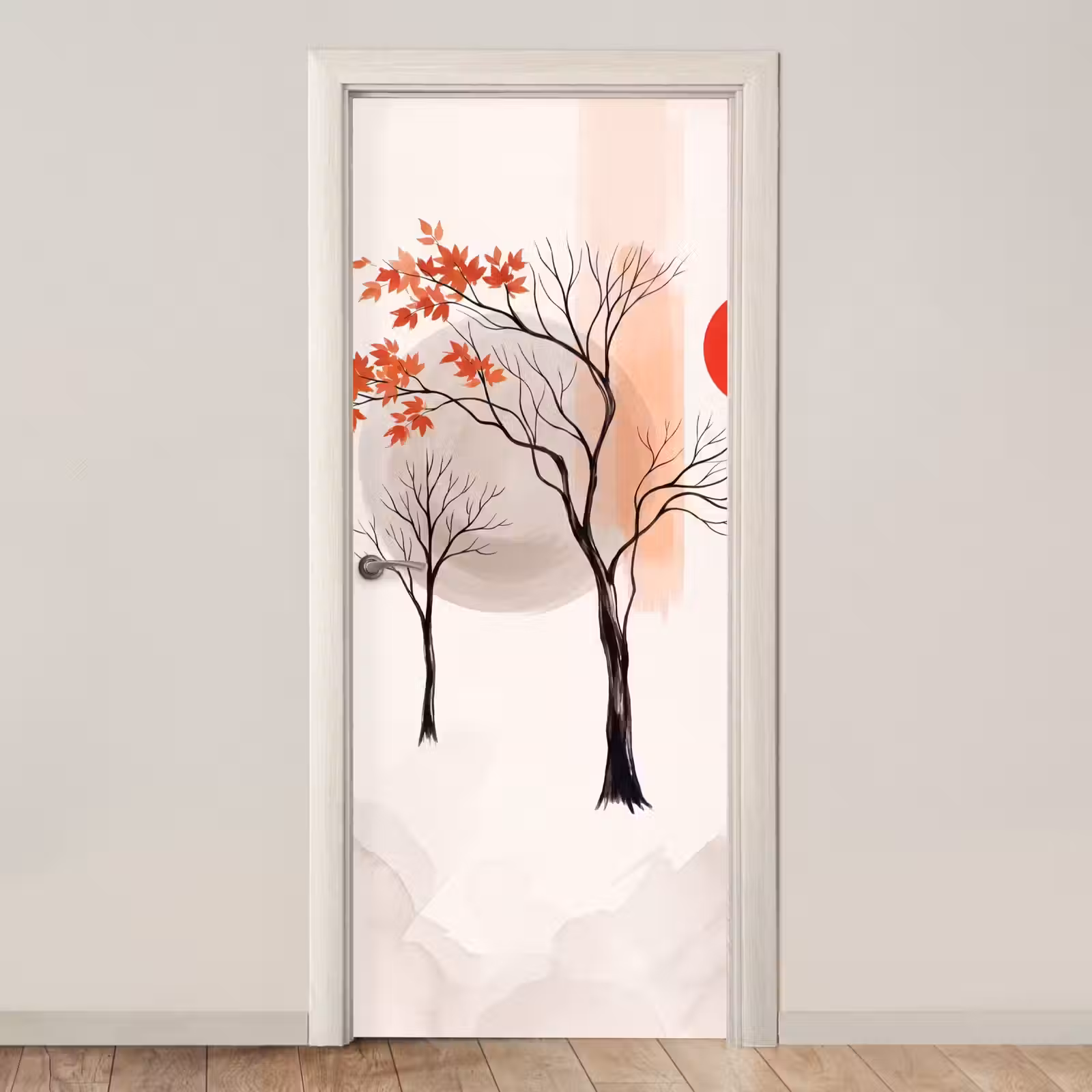Door sticker - Tree - Red - Abstract - Boom - Rood - Abstract deurposter klein