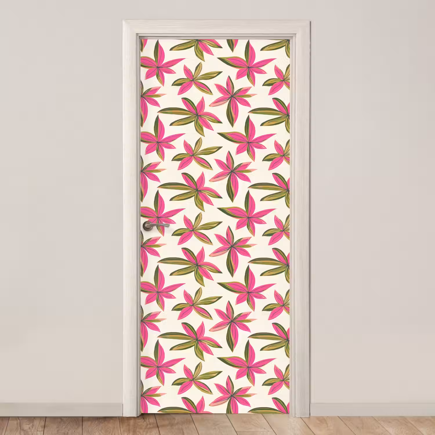 Tropisch - Bloem - Roze deurposter klein 289 -3d_beige