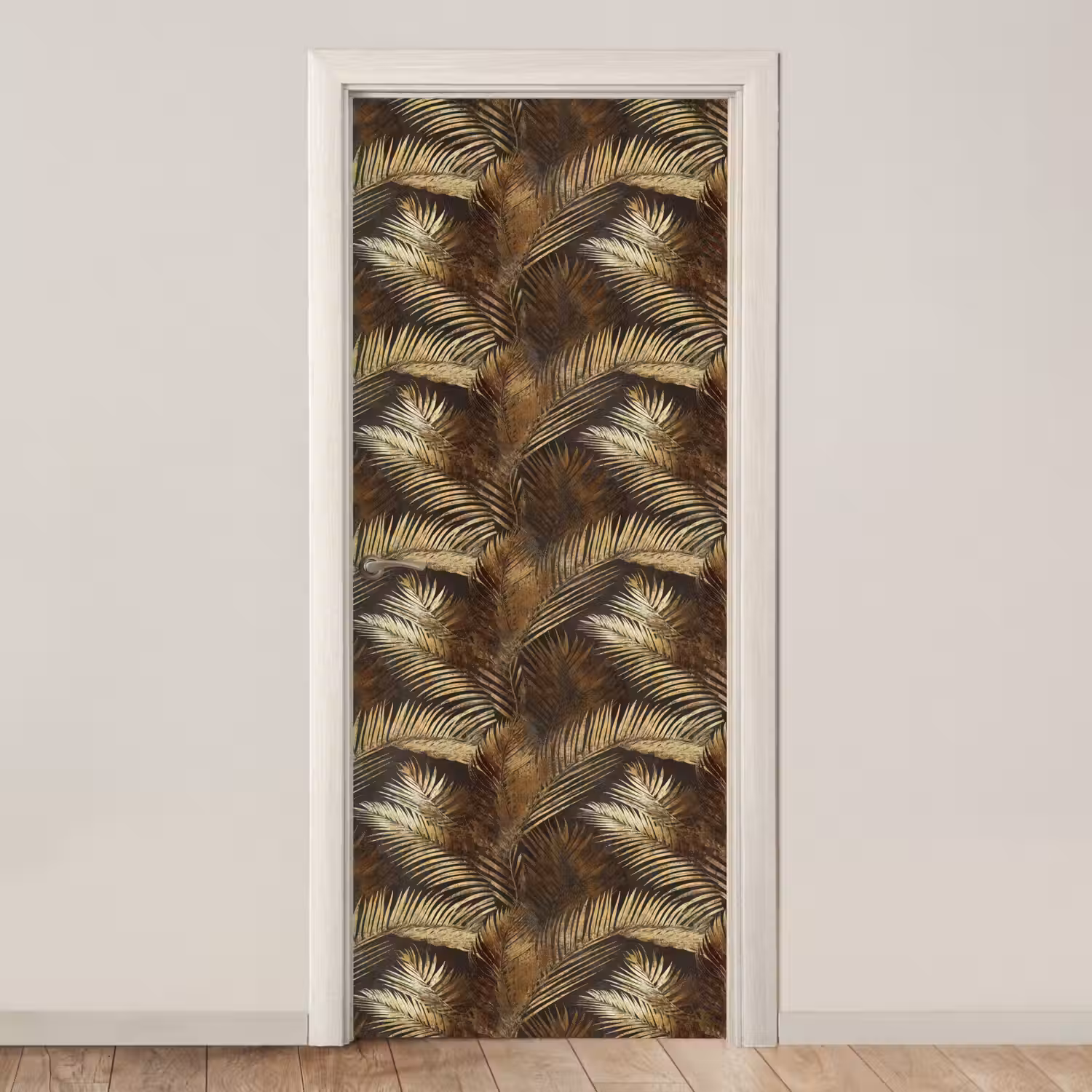 Tropisch - Bladeren - Goud deurposter klein 289 -3d_beige