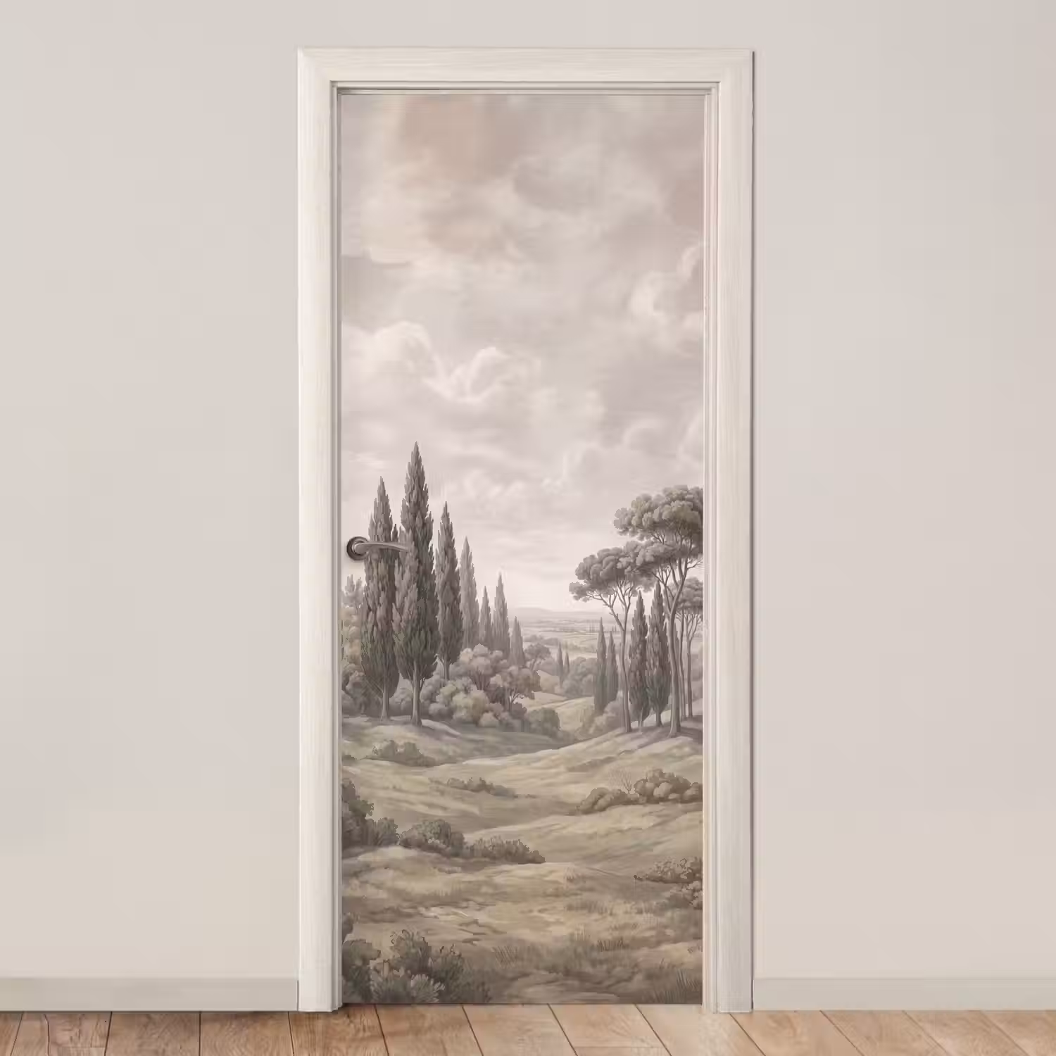 Vallei - Bos - Natuur - Groen deurposter klein -3d_beige
