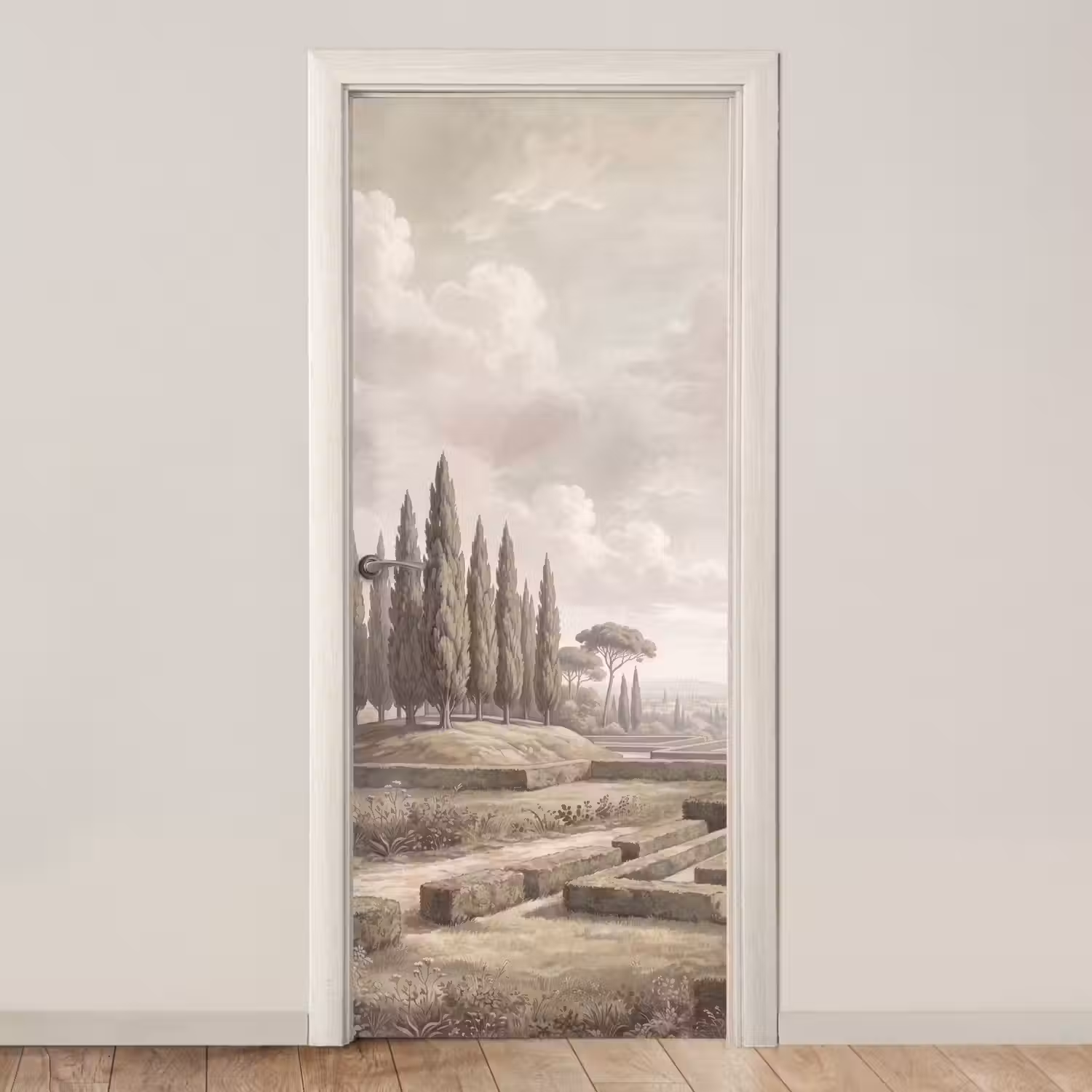 Vallei - Tuin - Natuur - Groen deurposter klein -3d_beige