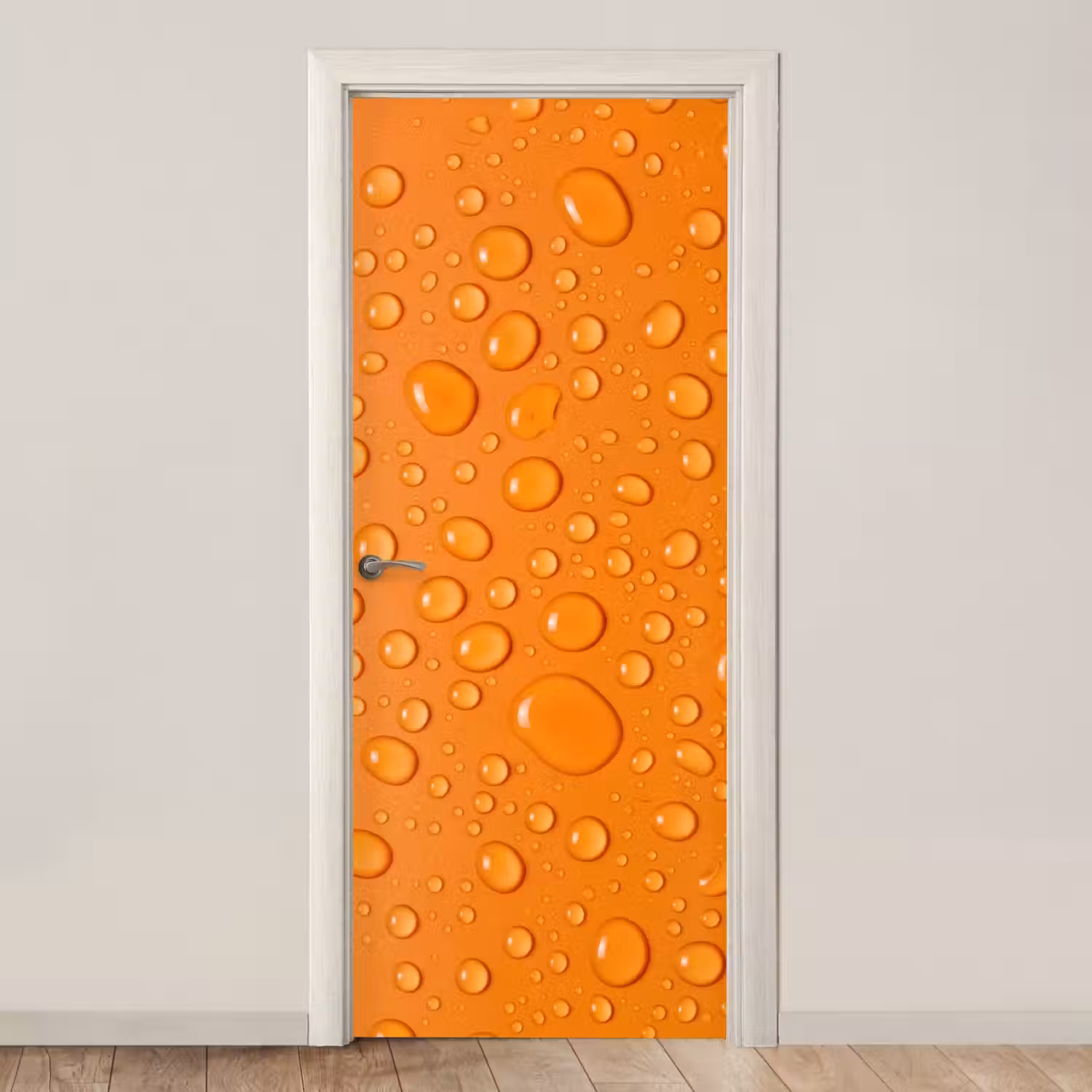 Water - Druppels - Oranje deurposter klein -3d_beige