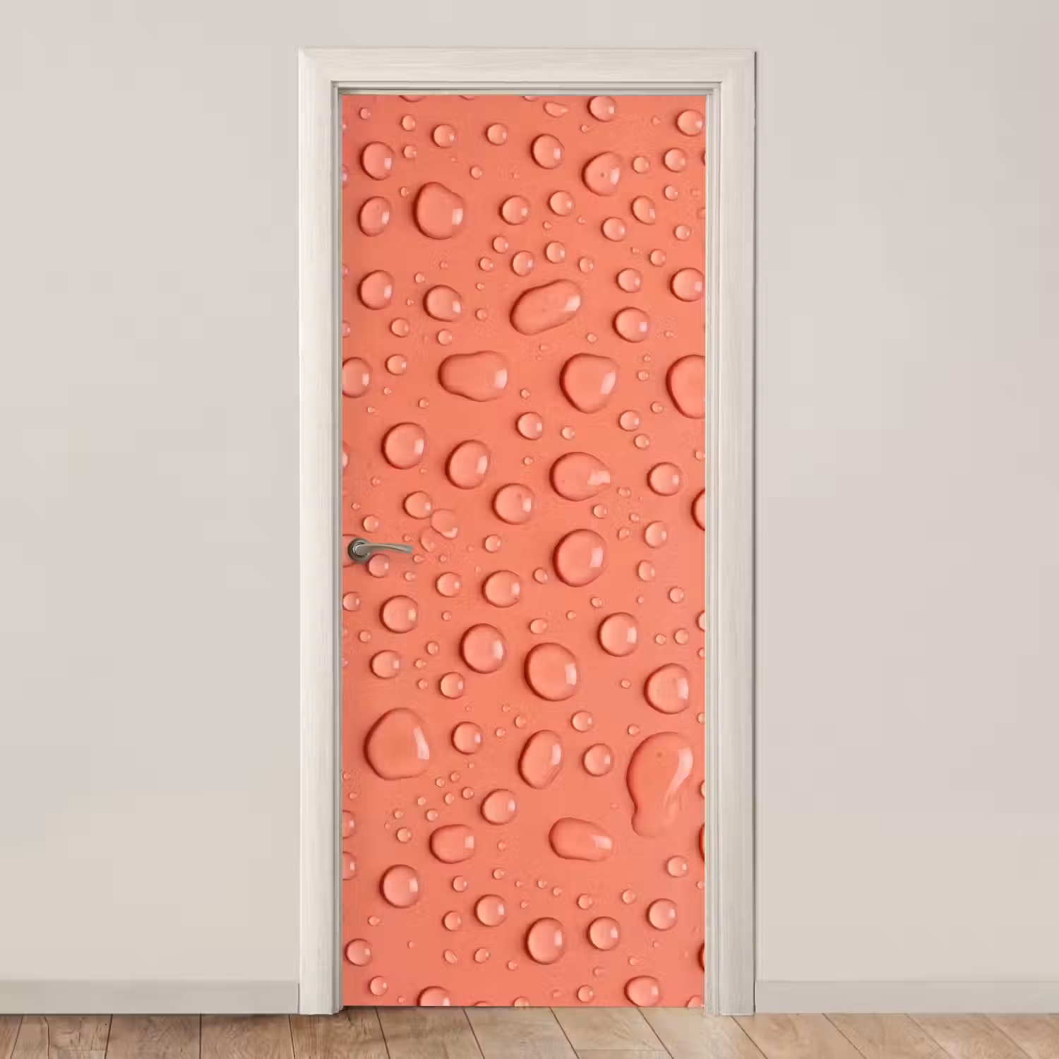 Water - Druppels - Roze deurposter klein -3d_beige