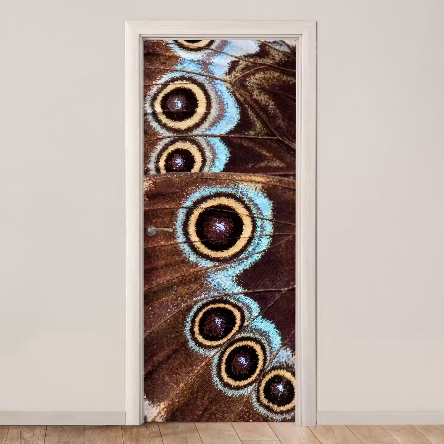Vleugels - Vlinder - Blauw deurposter klein -3d_beige