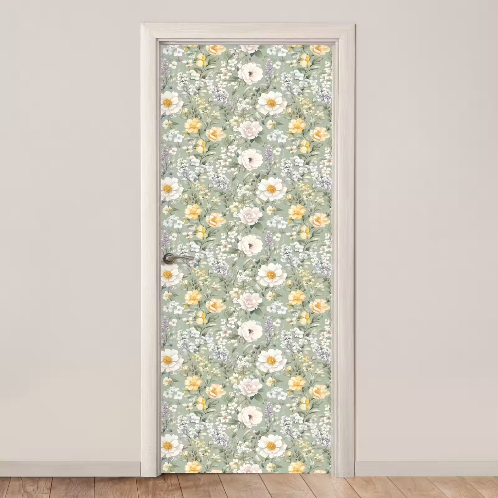 Klassiek - Bloemenpatroon - Kleurrijk deurposter klein 289 -3d_beige