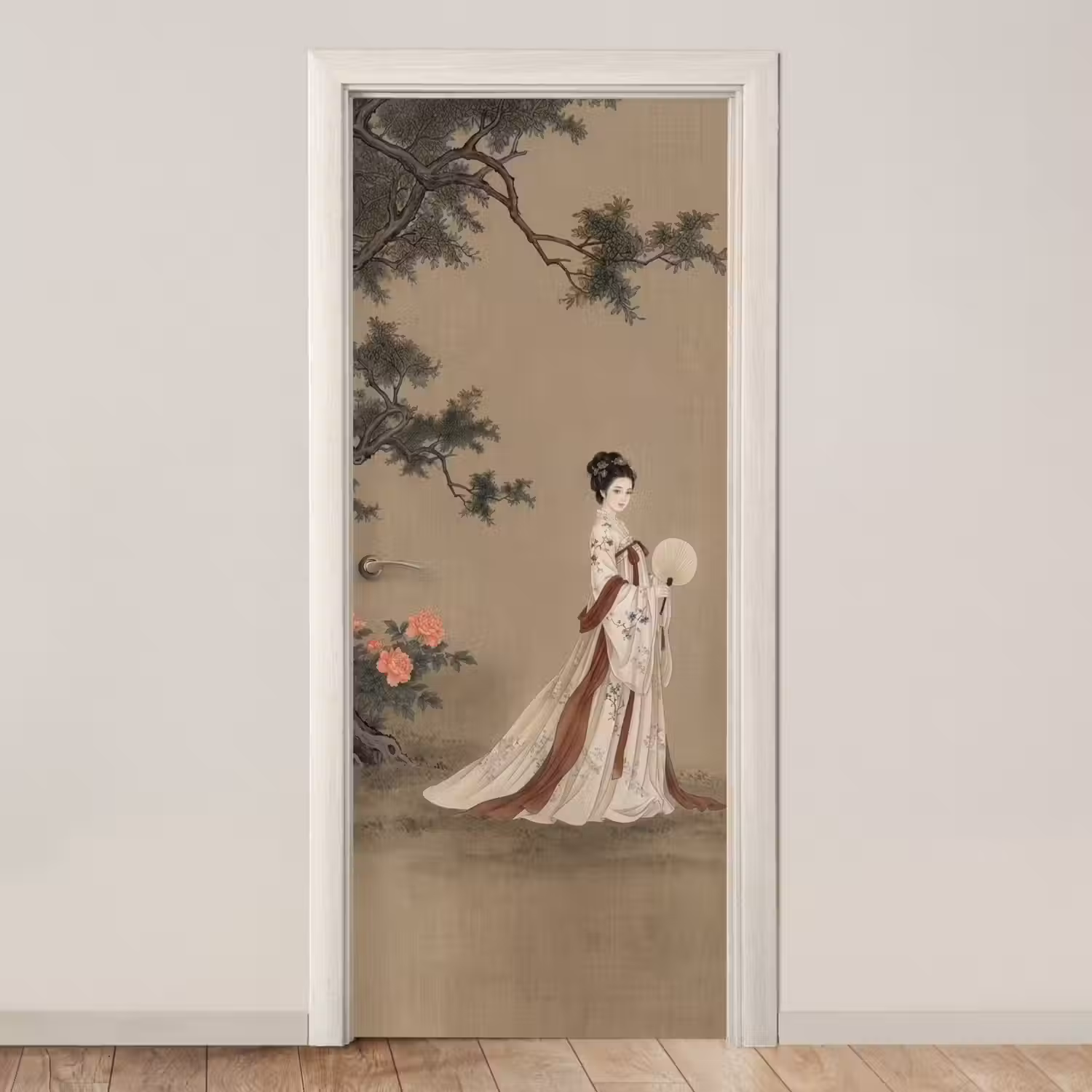 Vrouw - Azië - Kunst - Beige deurposter klein -3d_beige