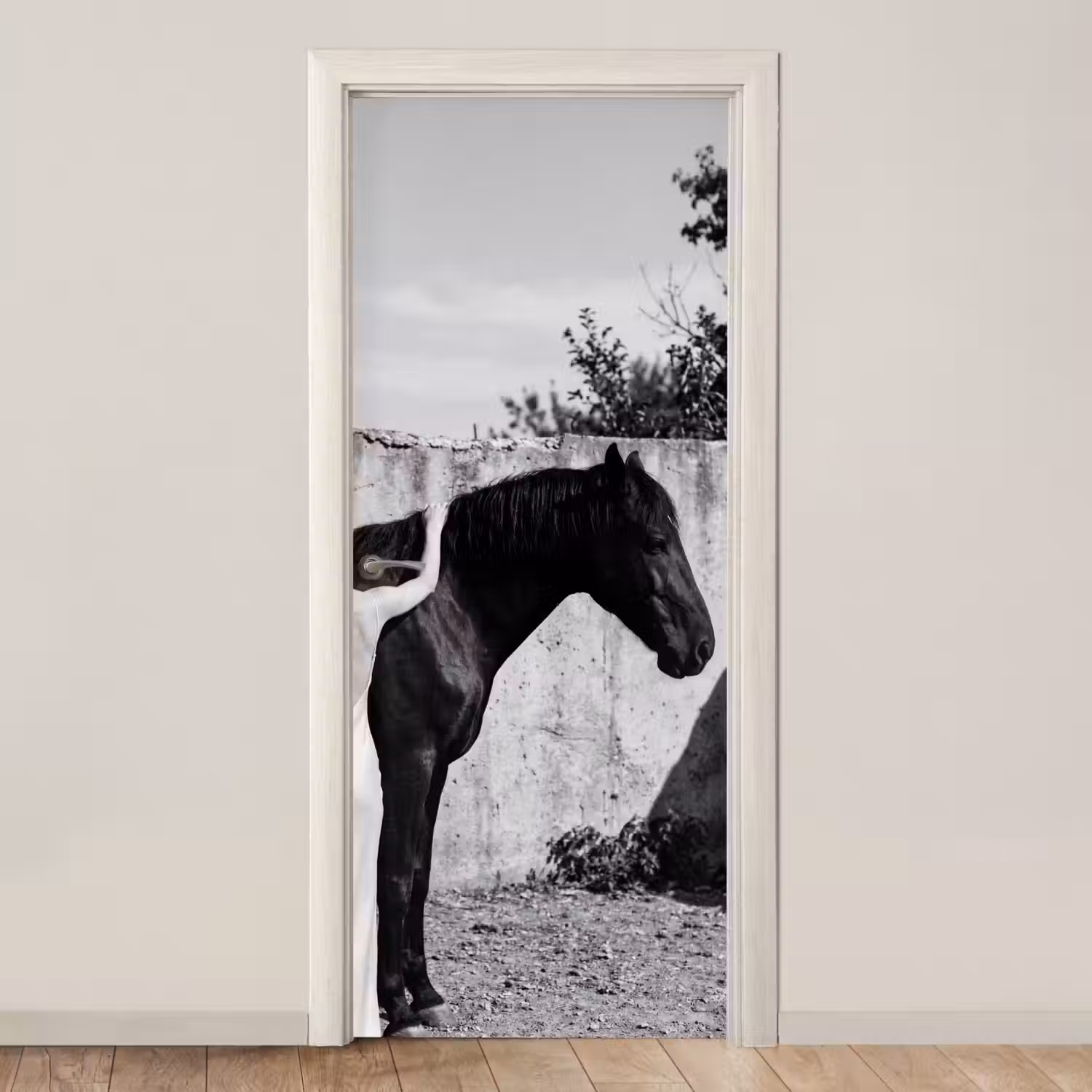 Vrouw - Paard - Artistiek deurposter klein -3d_beige
