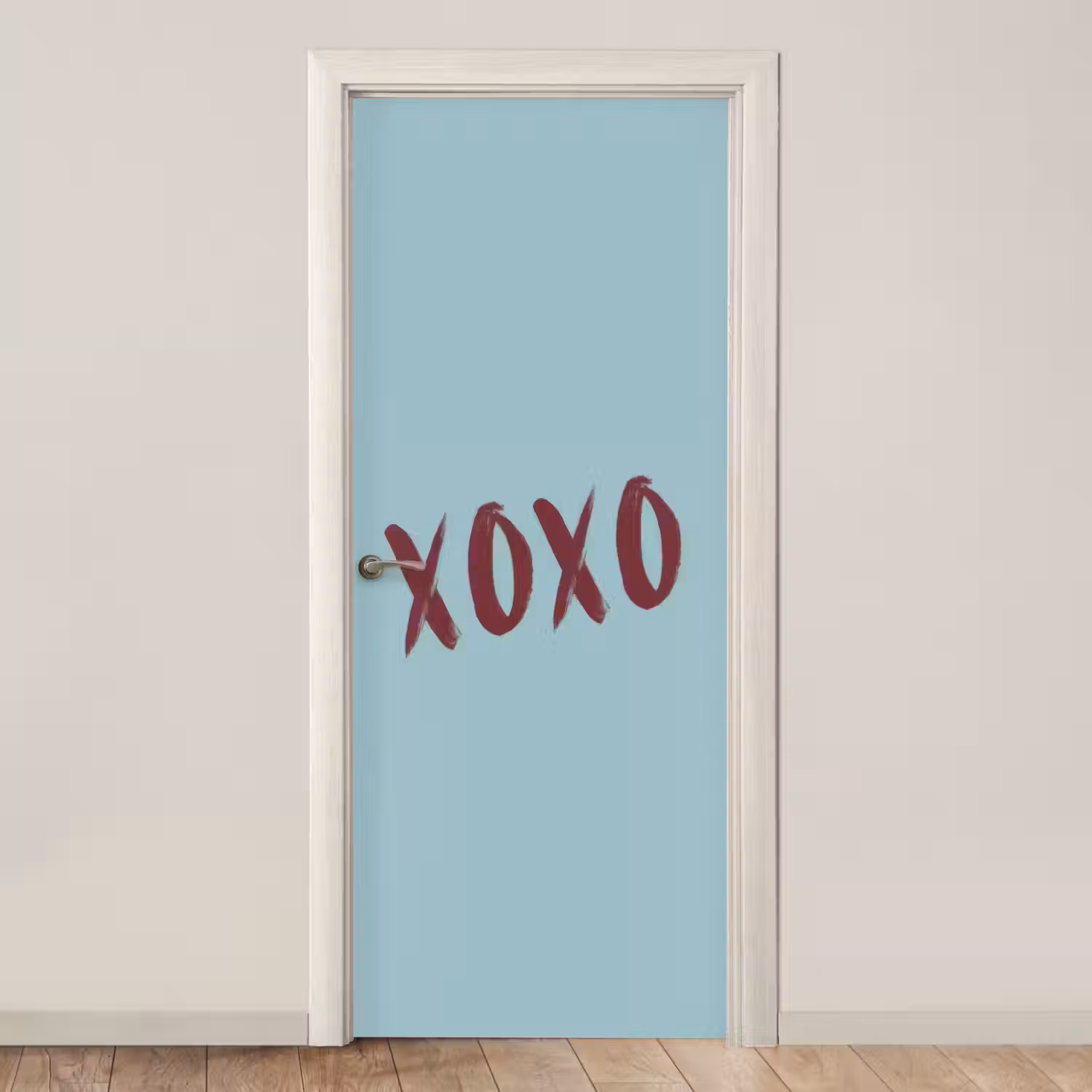 XOXO - Blauw - Rood deurposter klein -3d_beige