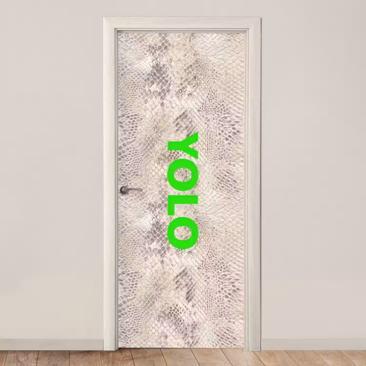 YOLO - Groen - Neon - Slangenprnt deurposter klein -3d_beige