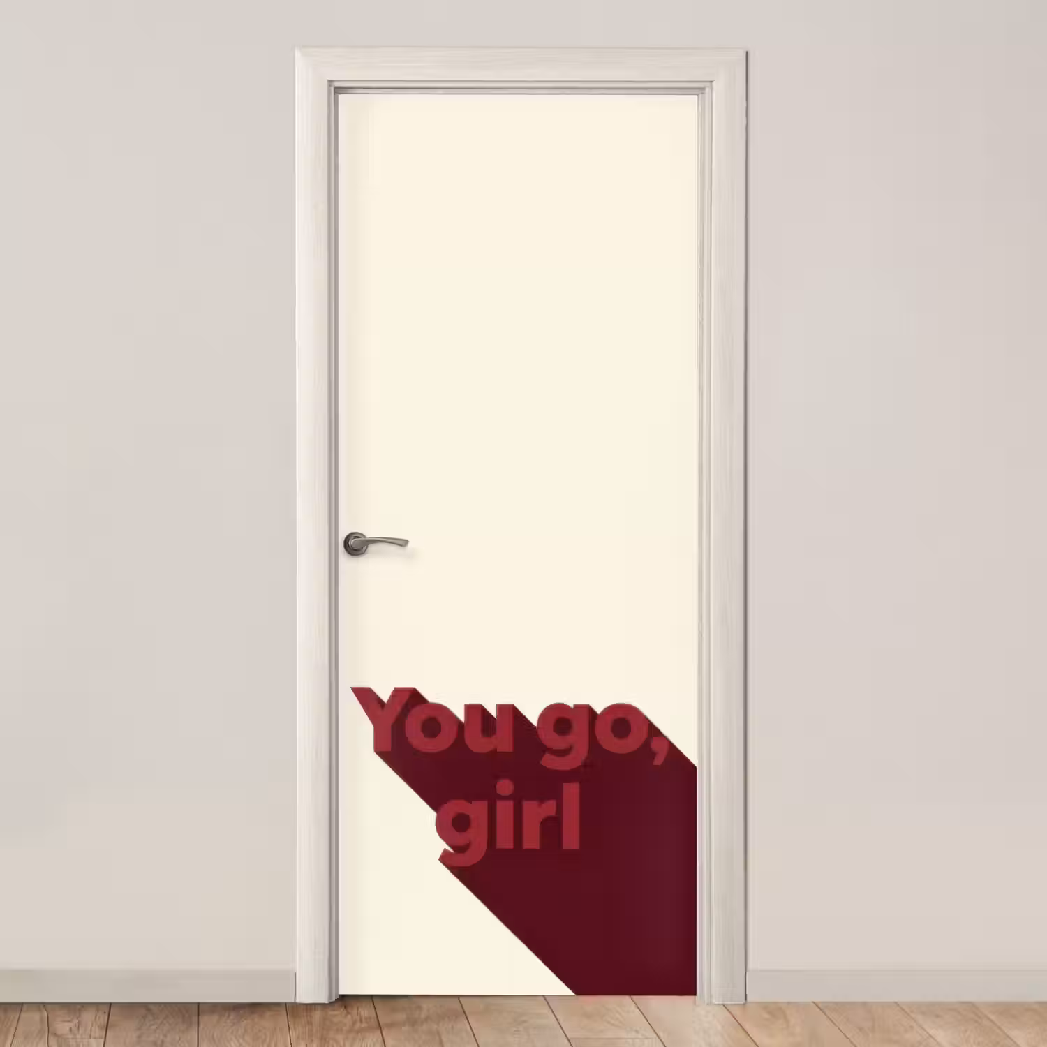 you go girl - 3D - Rood deurposter klein -3d_beige