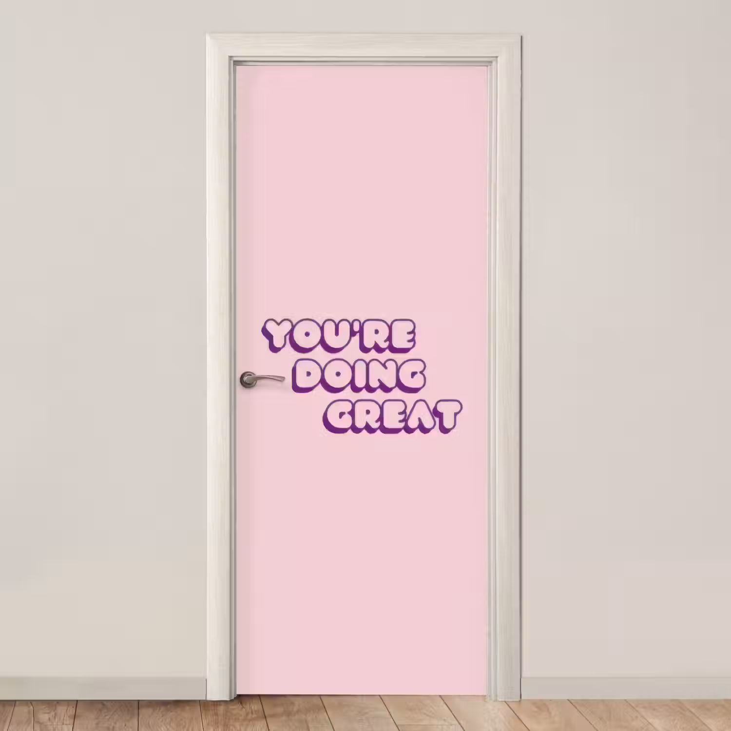 You're doing great - Roze - Bubble letters deurposter klein -3d_beige