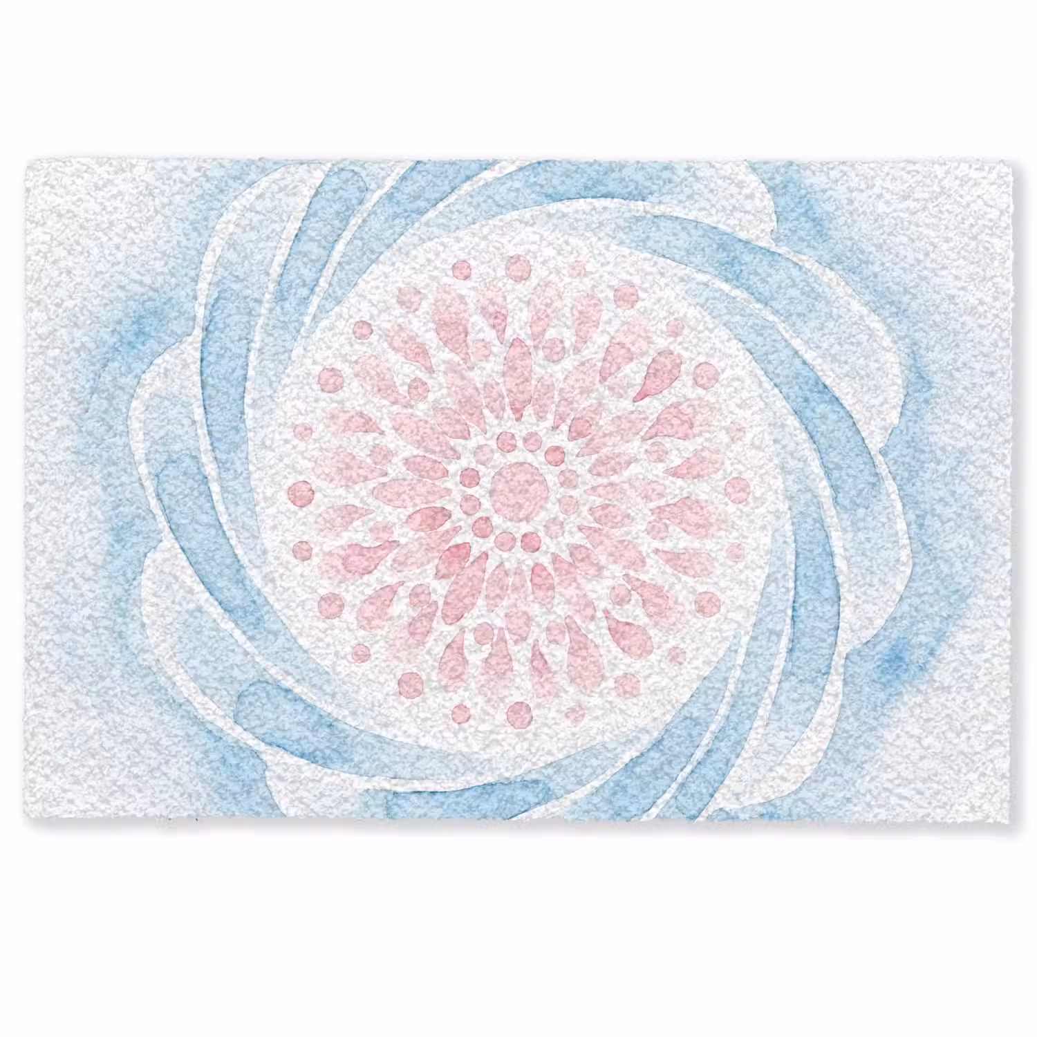 Abstract - Bloemvorm - Aquarel - Roze - Blauw Deurmat klein -zkaufland3d