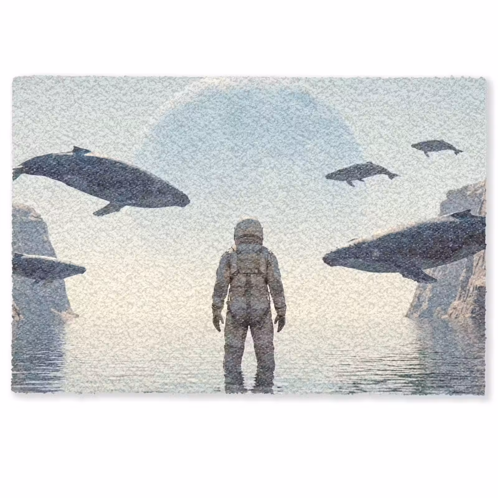 Doormat - Astronaut - Whale - Fantasy - Ruimtevaarder - Walvis - Fantasie Deurmat klein