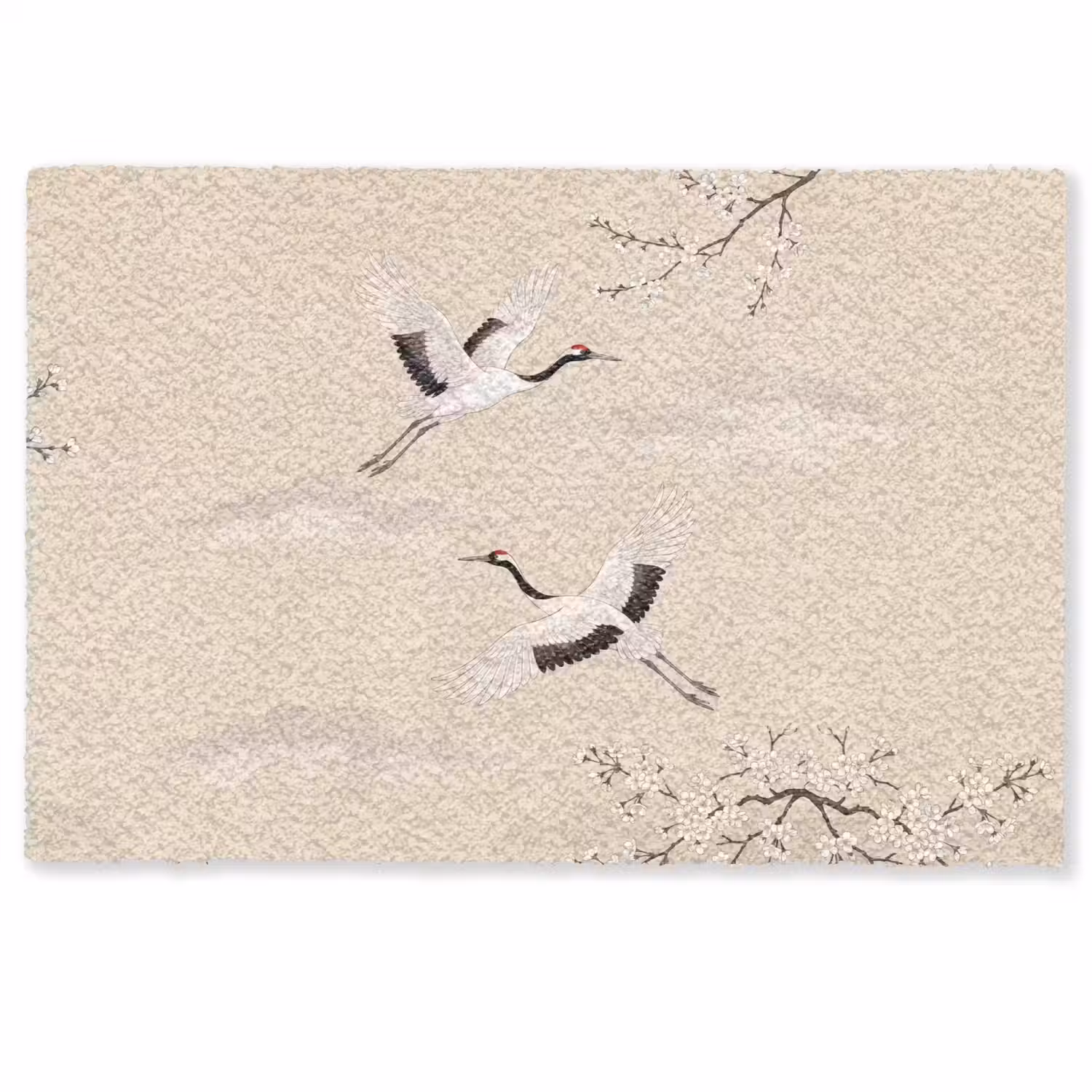 Kraanvogels - Bloesem - Beige Deurmat klein -zkaufland3d