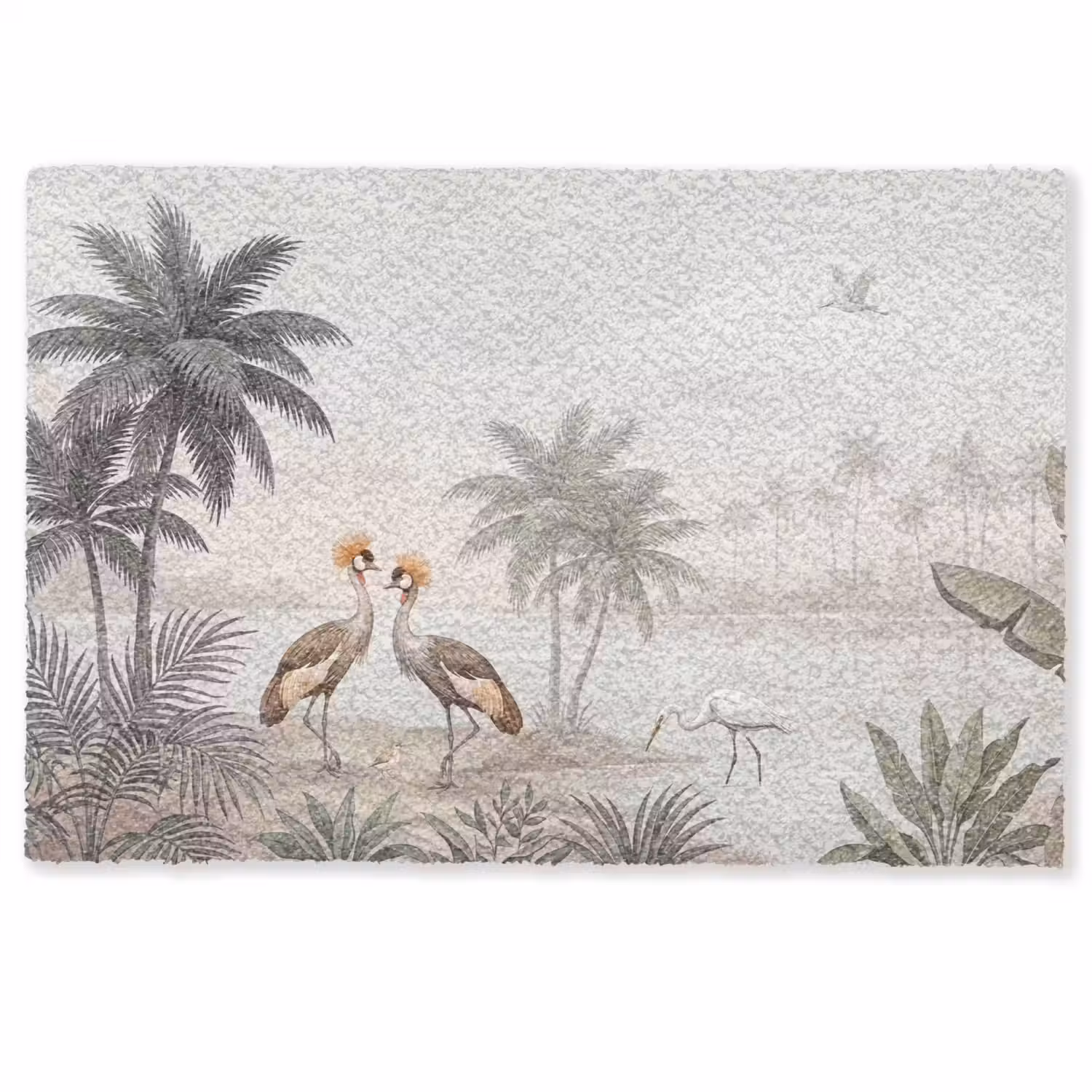 Kraanvogels - Palmbomen - Tropisch Deurmat klein -zkaufland3d