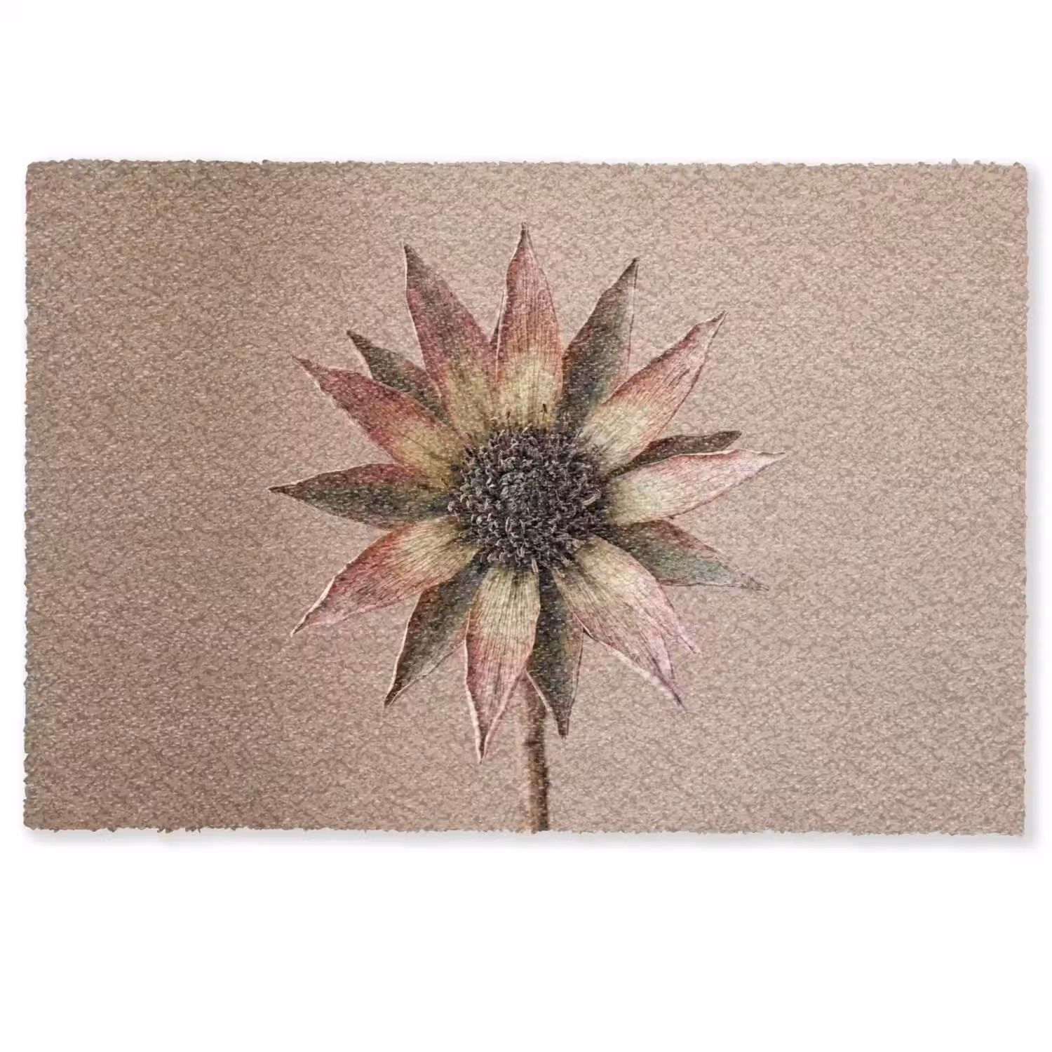 Droogbloem - Protea - Vintage - Beige - Rustiek Deurmat klein -zkaufland3d
