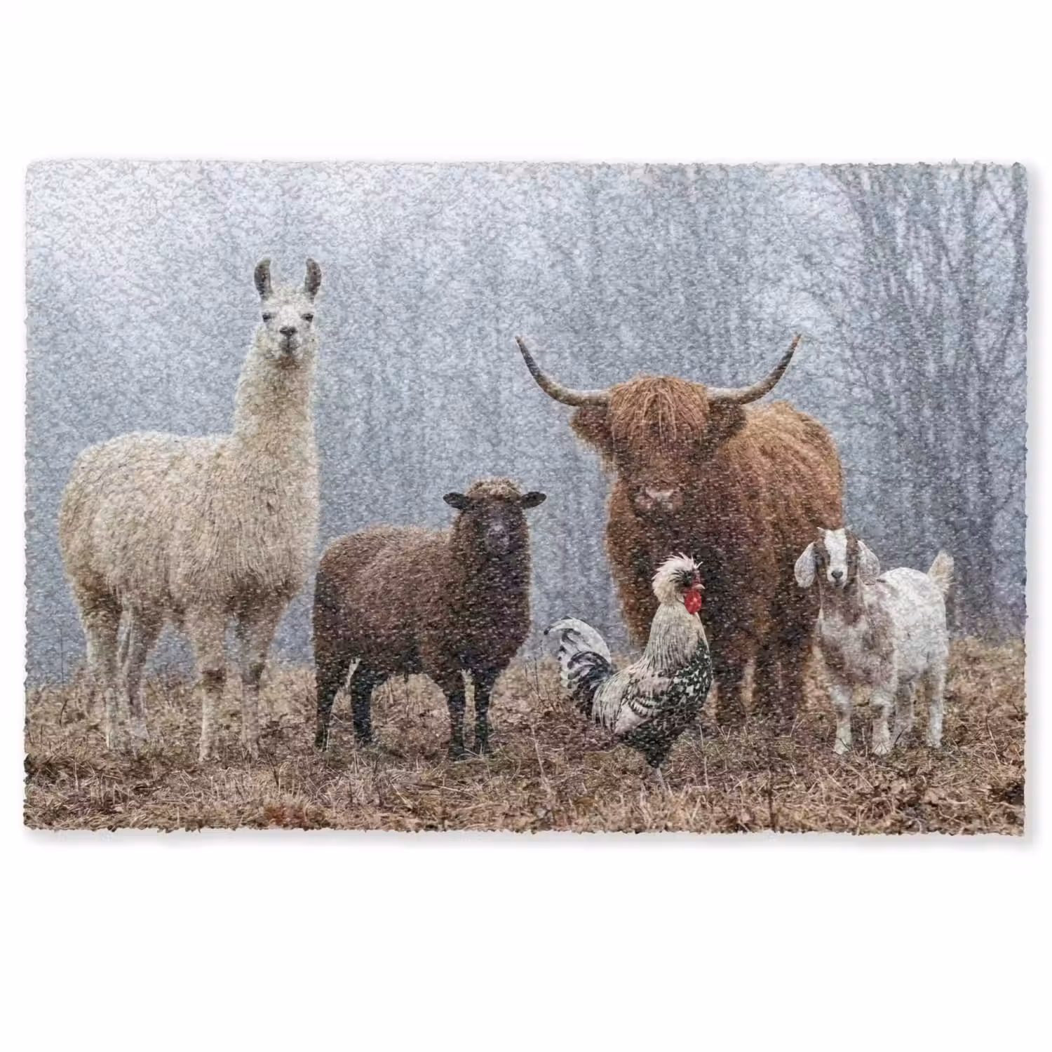 Boerderijdieren - Groep - Mist - Natuur - Rustiek Deurmat klein -zkaufland3d