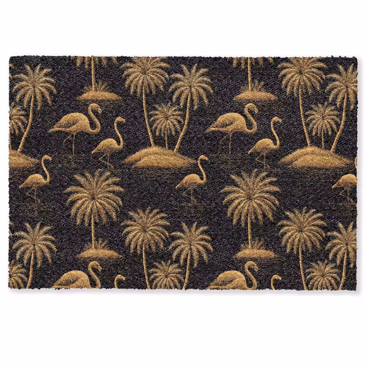 Flamingo - Palmbomen - Tropisch - Goud - Zwart Deurmat klein 898 -zkaufland3d