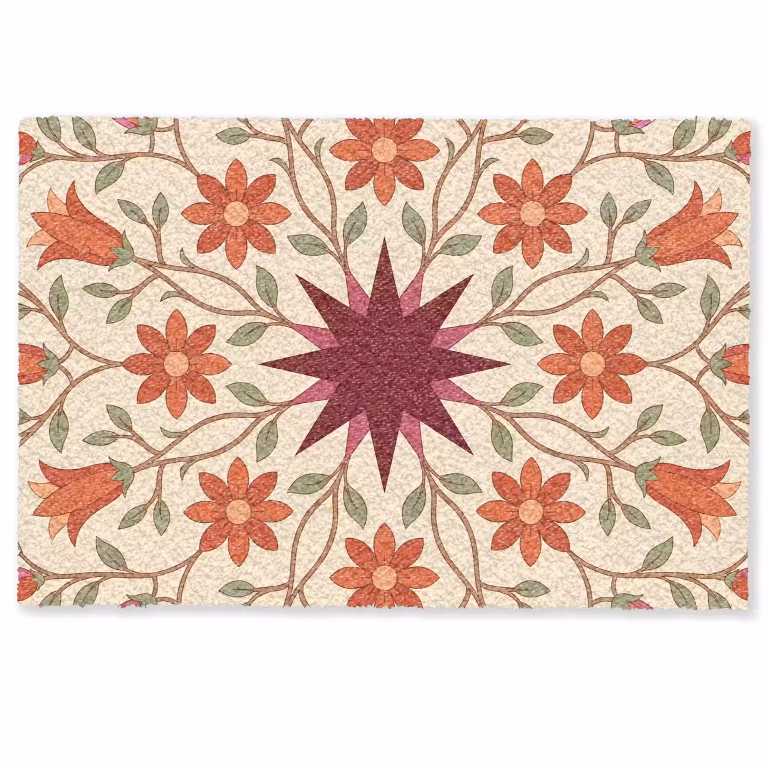 Bloemen - Mandala - Decoratief - Rood Deurmat klein -zkaufland3d
