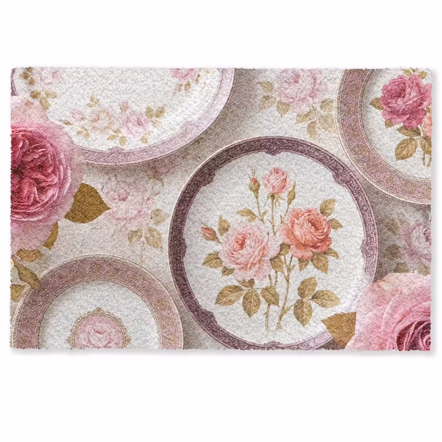 Bloemen - Patroon - Vintage - Roze - Decoratie Deurmat klein -zkaufland3d