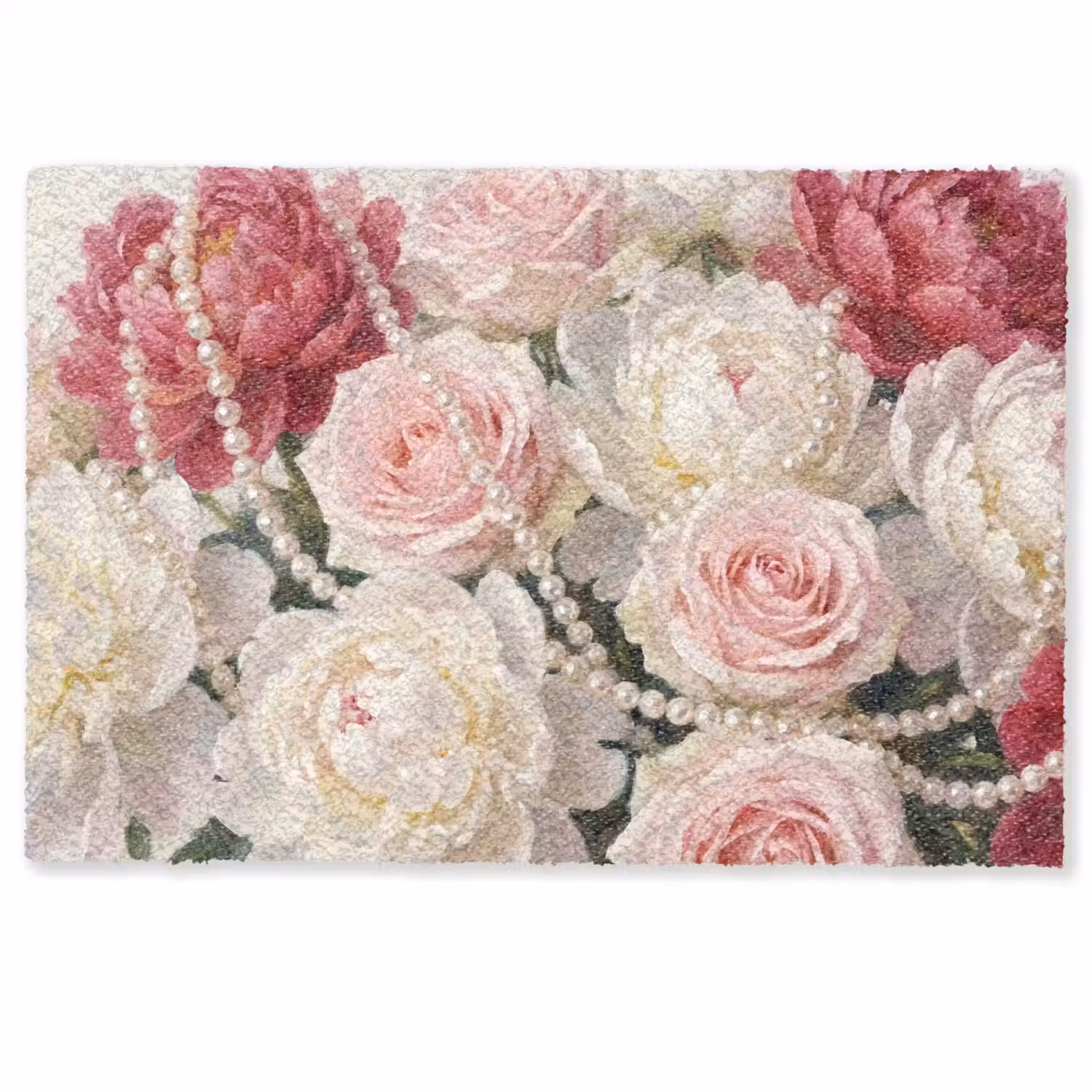 Bloemen - Parels - Romantiek - Klassiek - Roze Deurmat klein -zkaufland3d