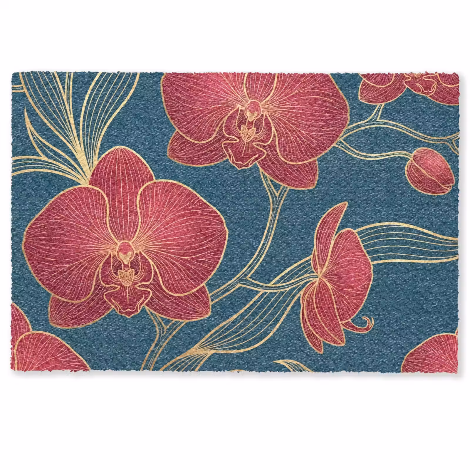 Doormat - Flowers - Red - Gold - Bloemen - Rood - Goud Deurmat klein