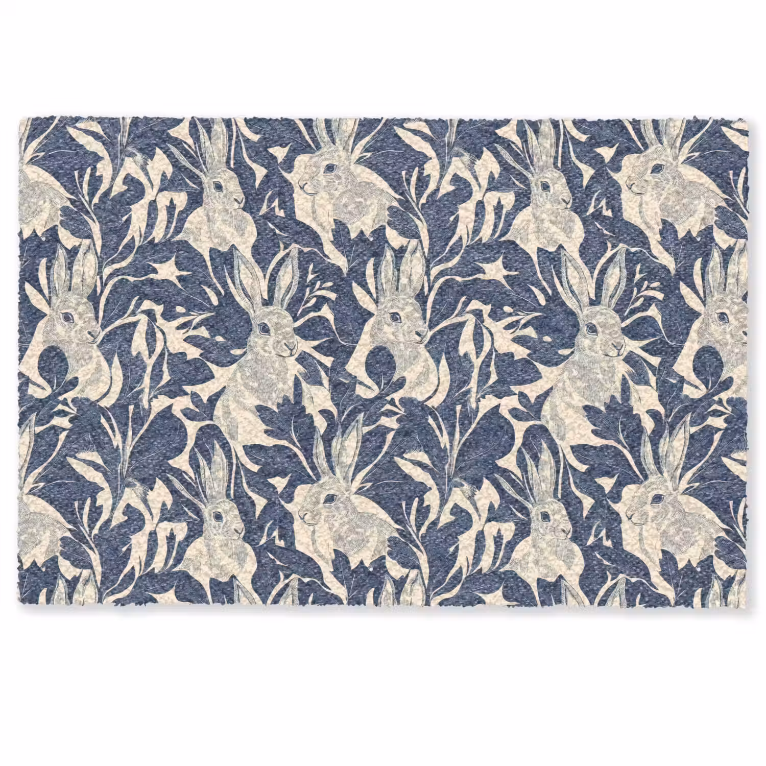 Hazen - Bladeren - Patroon - Blauw - Beige Deurmat klein 898 -zkaufland3d