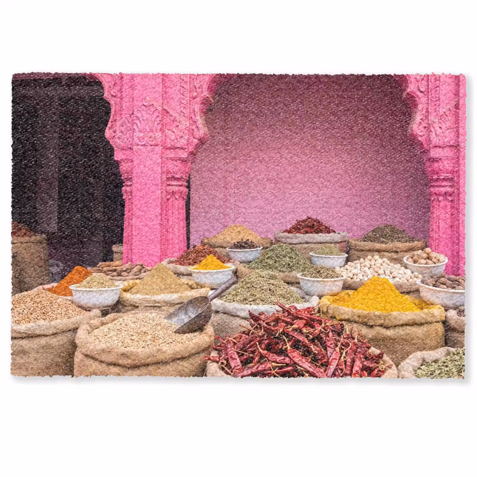 Doormat - Herbs - Market - Pink - Kruiden - Markt - Roze Deurmat klein