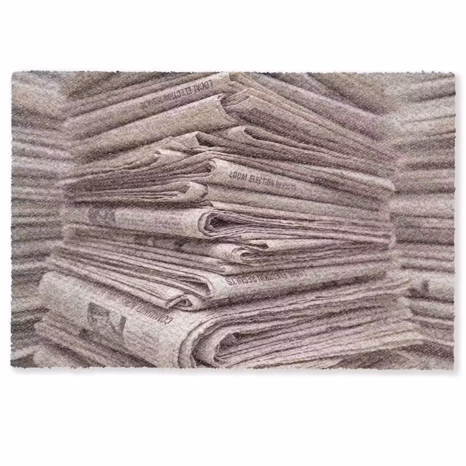 Kranten - Stapel - Nieuws - Vintage - Beige Deurmat klein -zkaufland3d