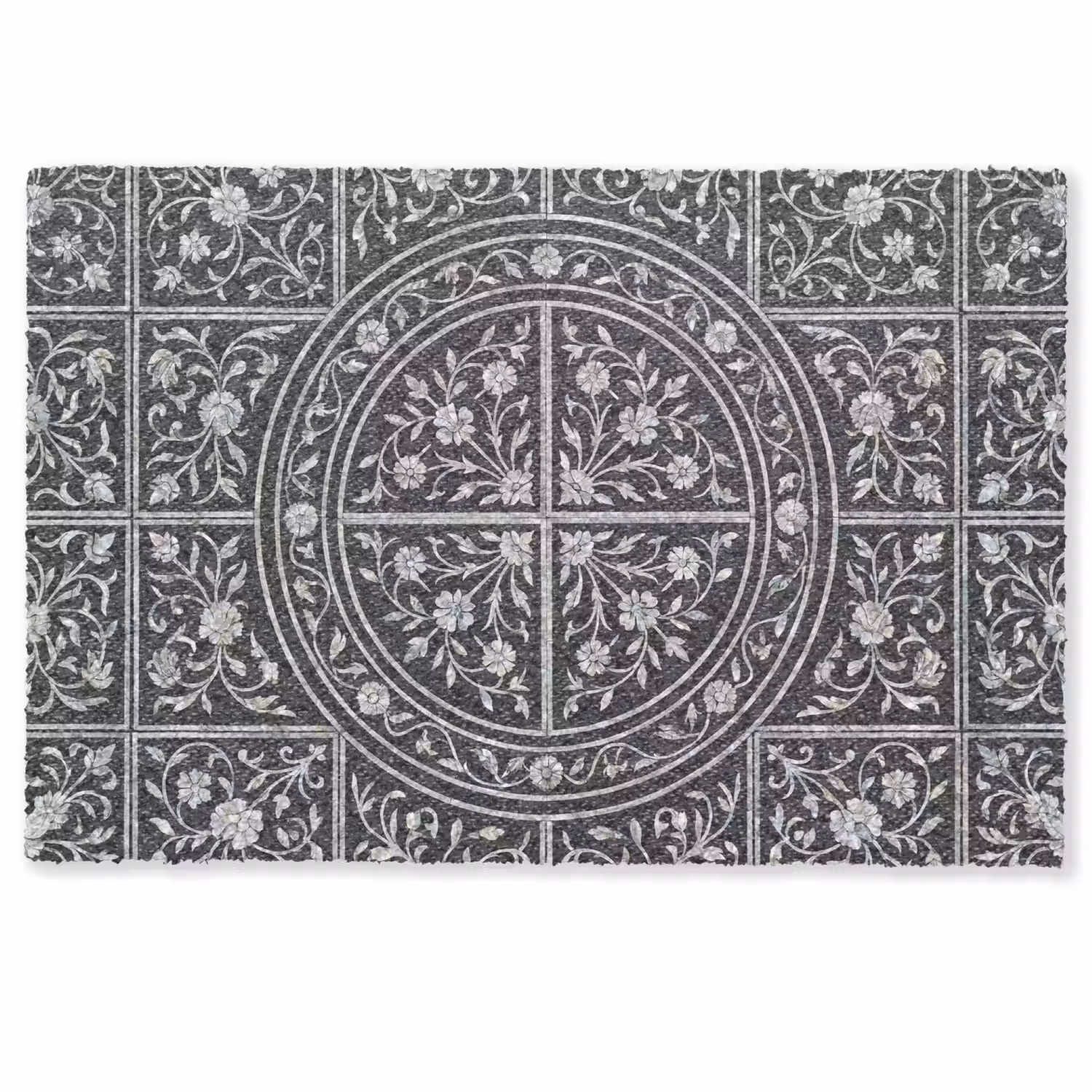 Patroon - Bloemmotief - Decoratie - Klassiek - Zwart Deurmat klein -zkaufland3d
