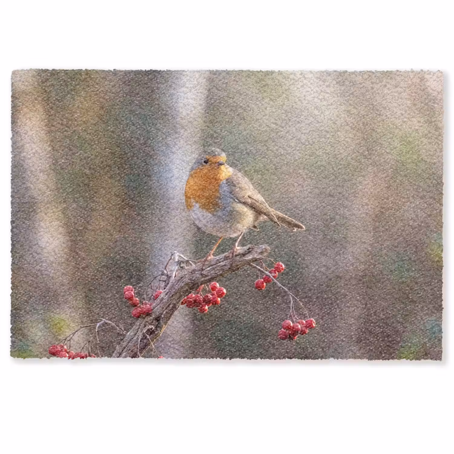 Roodborst - Tak - Bessen - Natuur Deurmat klein -zkaufland3d