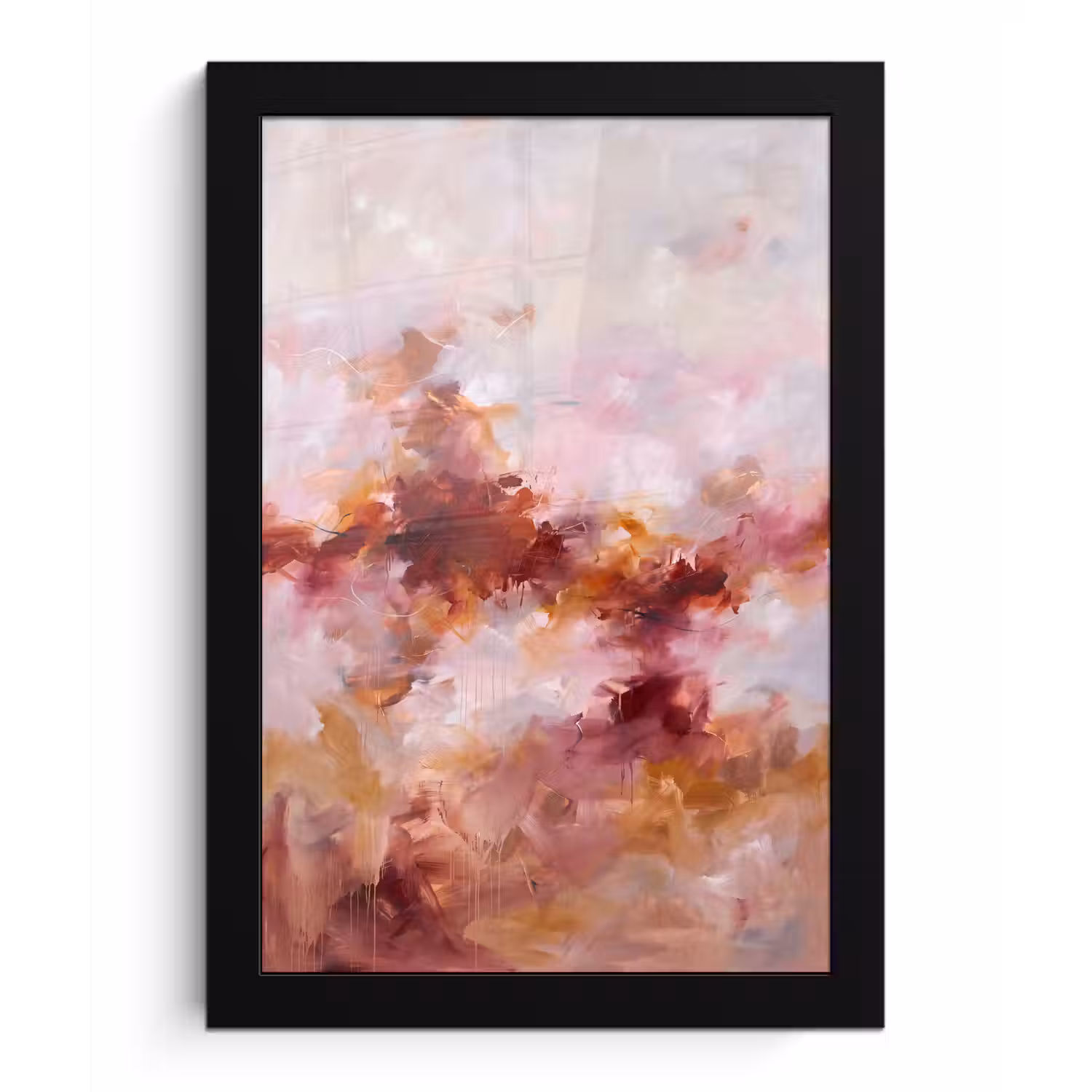 Abstract - Kleurrijk - Kunst - Modern - Roze-Rood fotolijst zwart zonder passe partout klein -3d